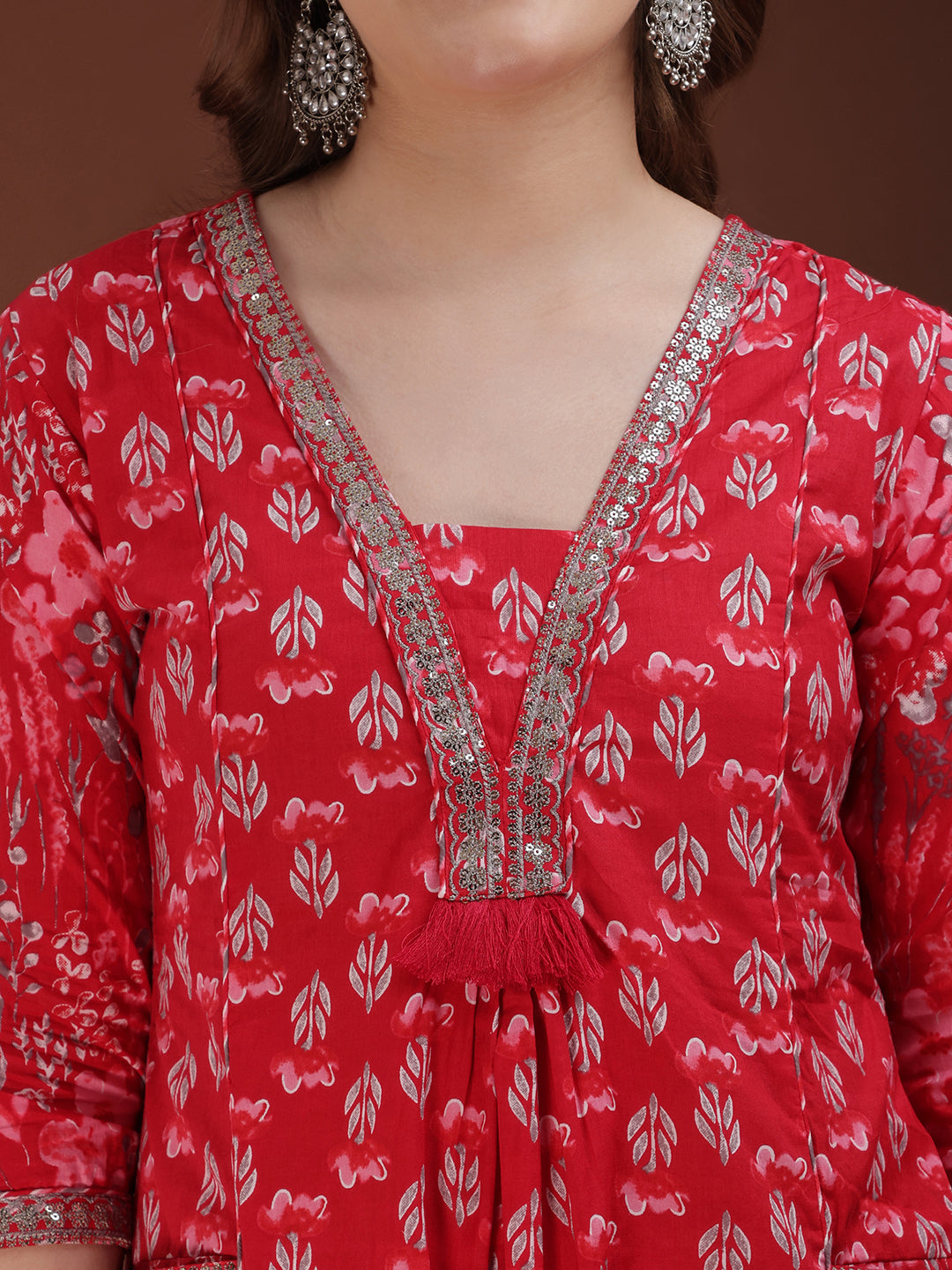 Embroidered & Floral Printed Kurta with Palazzo & Printed Dupatta