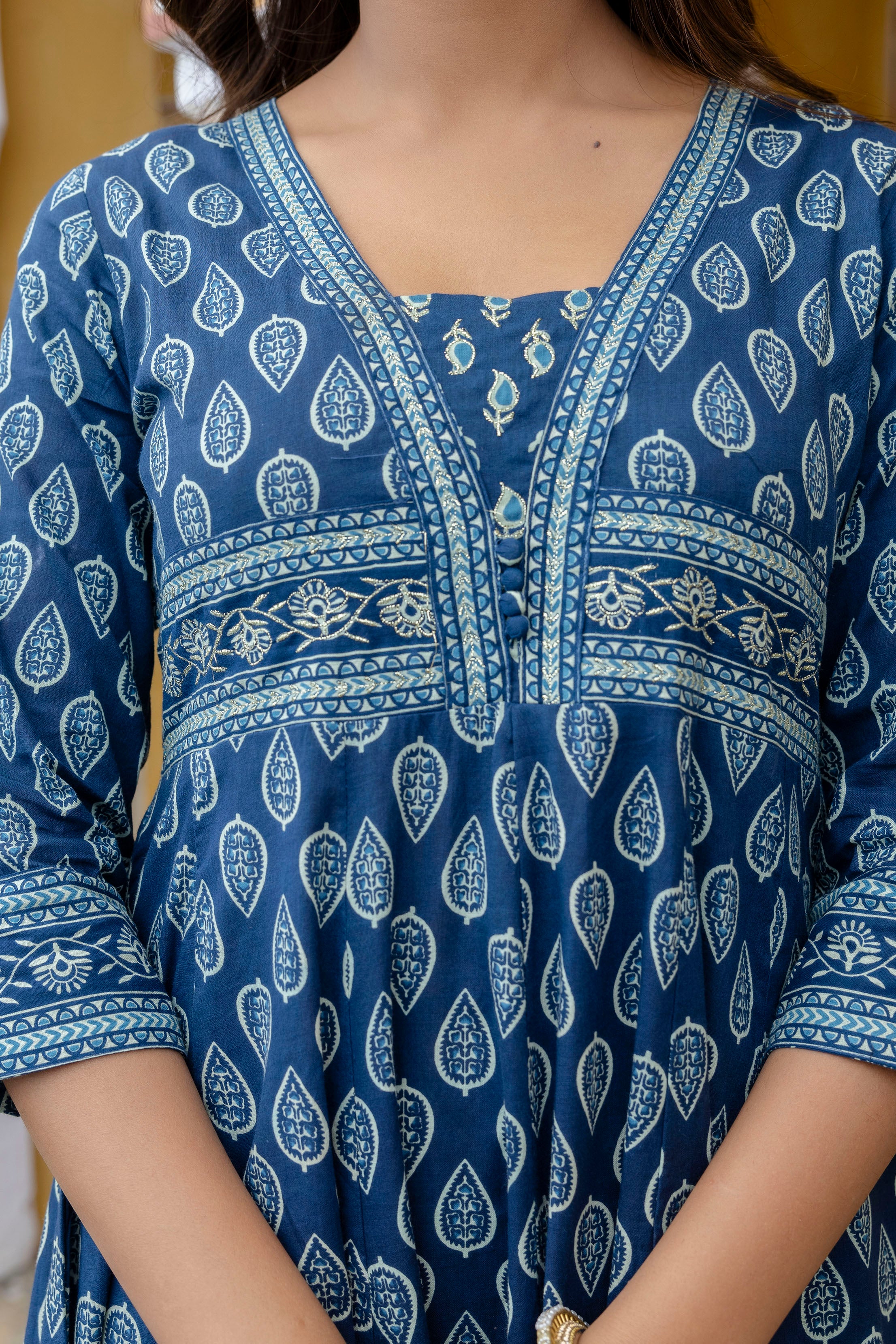 Ethnic Printed Anarkali Kurta with matching Pant & a flowy Dupatta