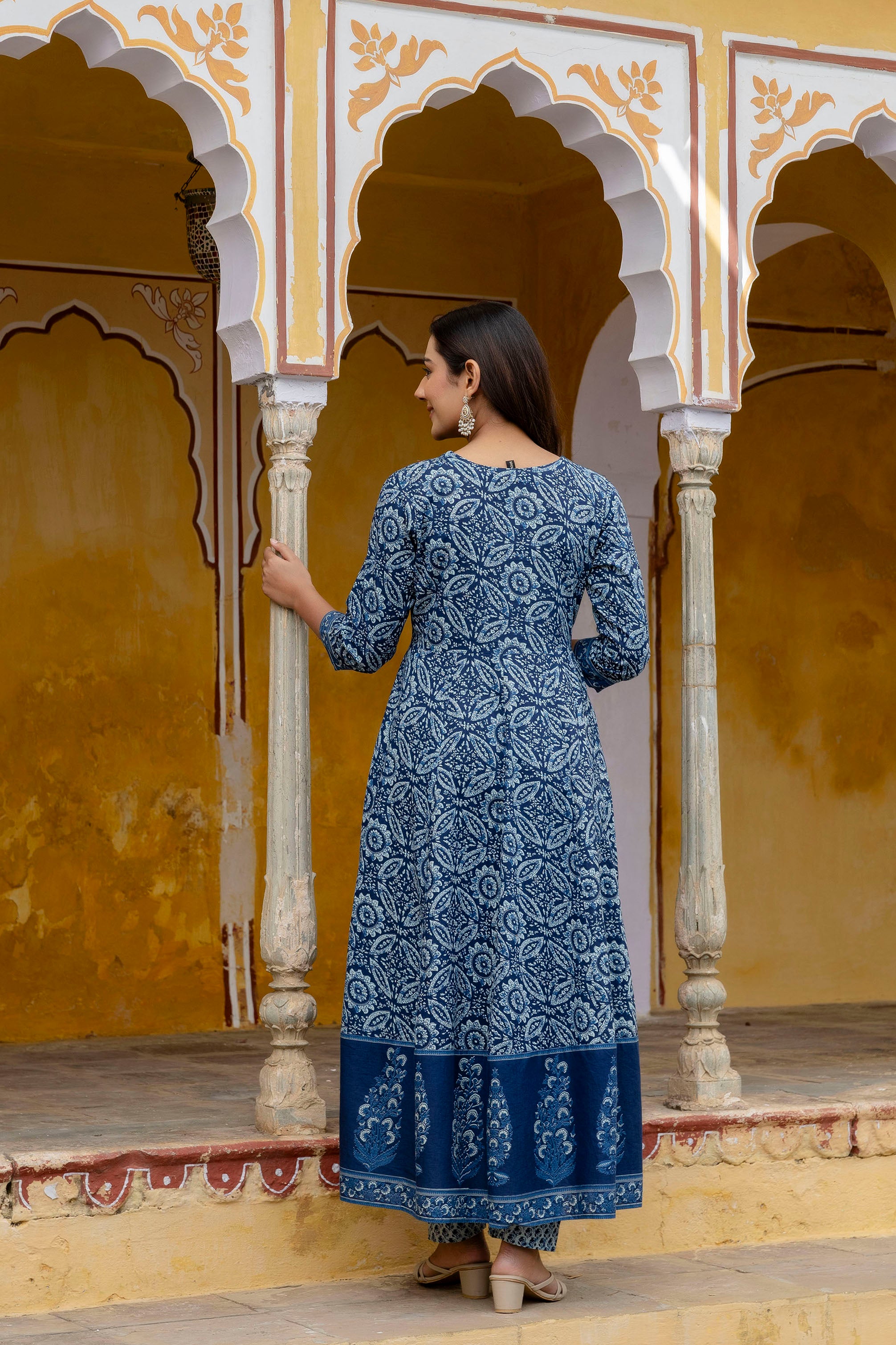 Embroidered Anarkali Kurta with Pant & Printed Dupatta