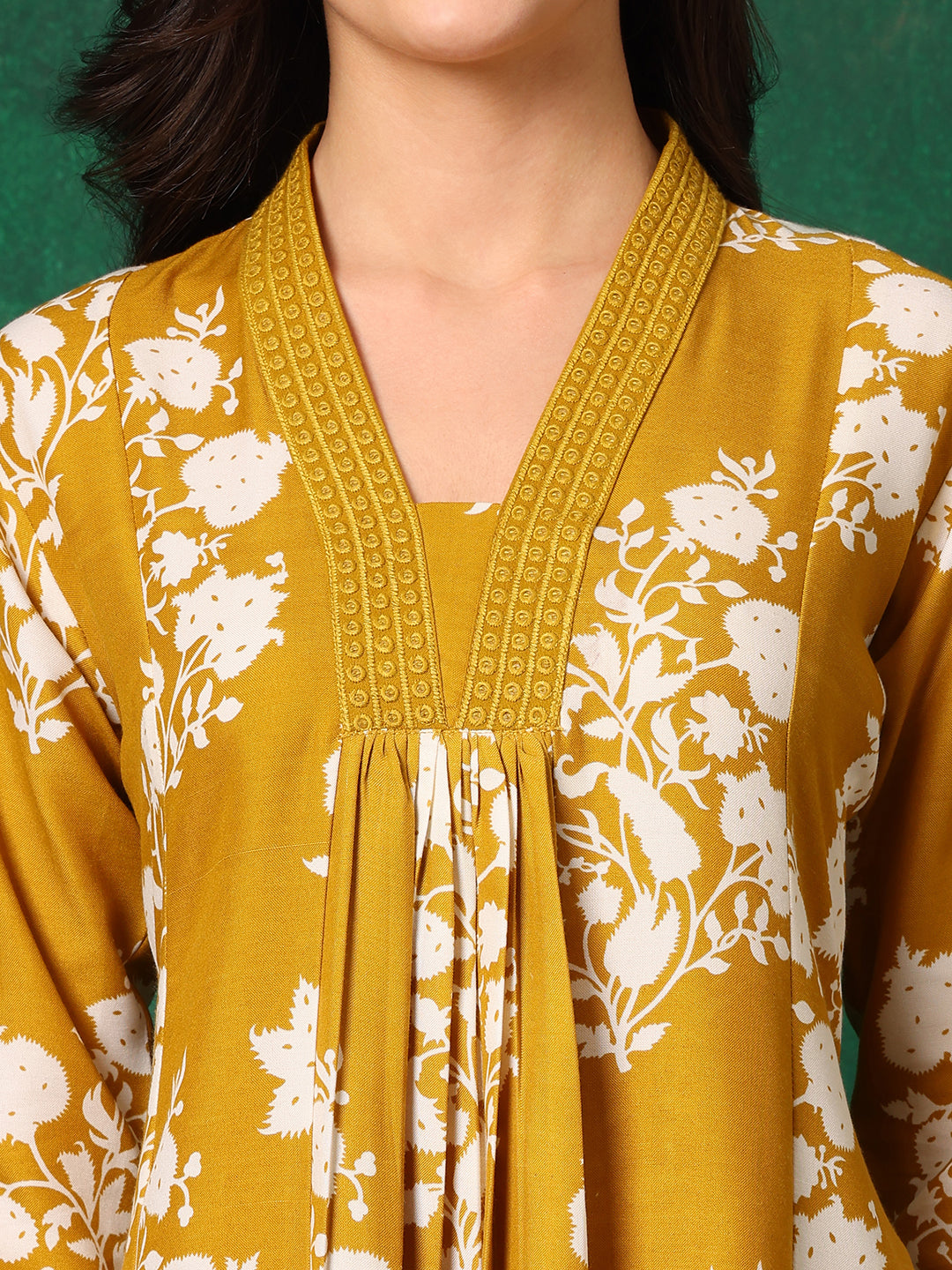 Embroidered & Printed Flared kurta with pant & Dupatta