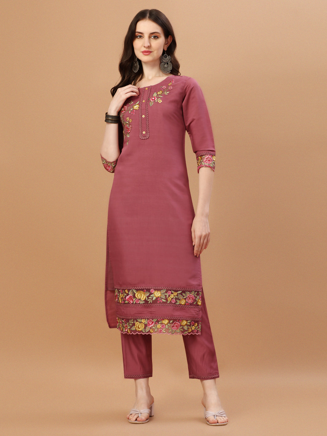 Hand Embroidered Kurta with pant & Printed Premium Organza dupatta