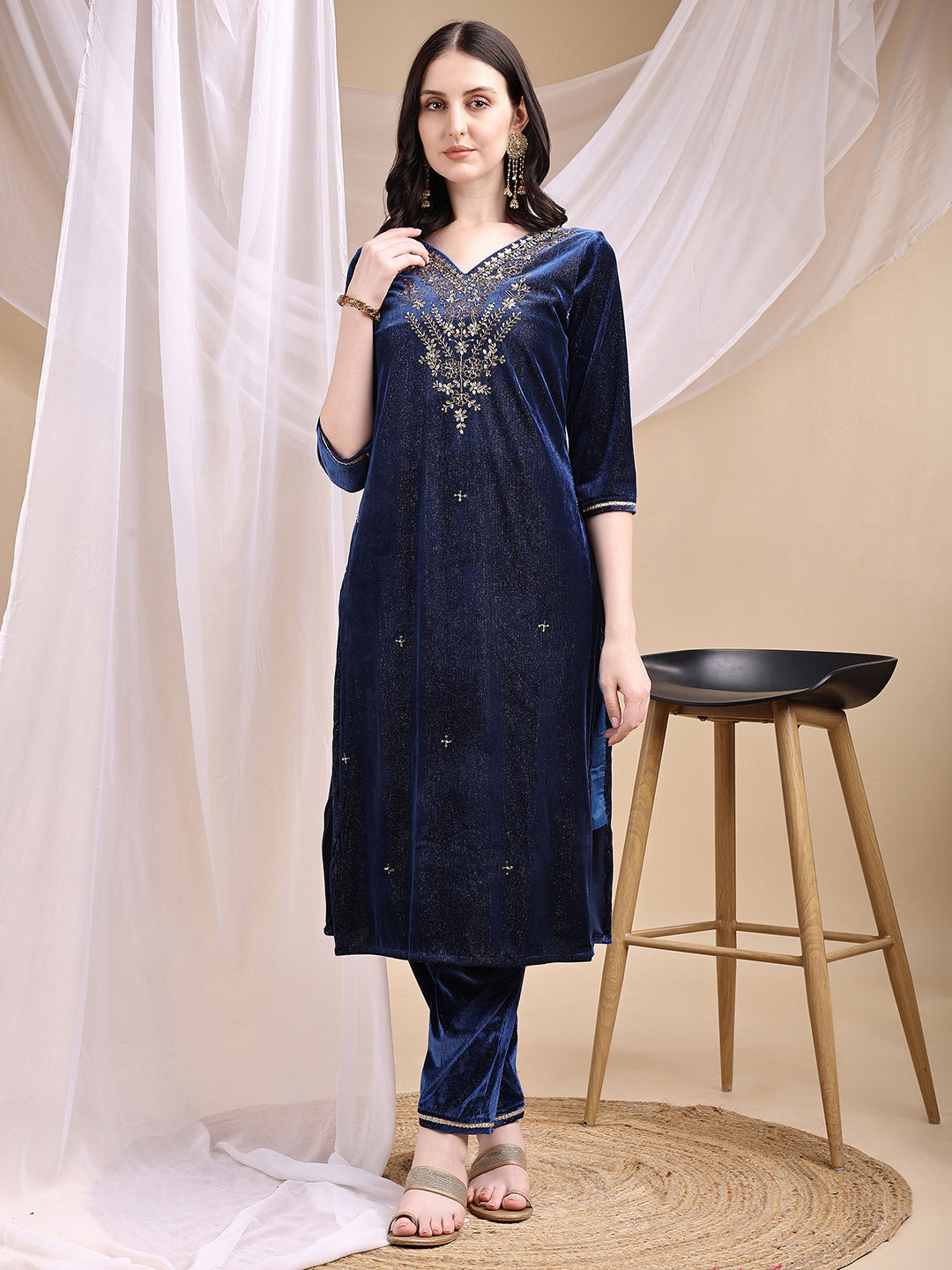 Hand Embroidered Kurta with Pant & Dupatta