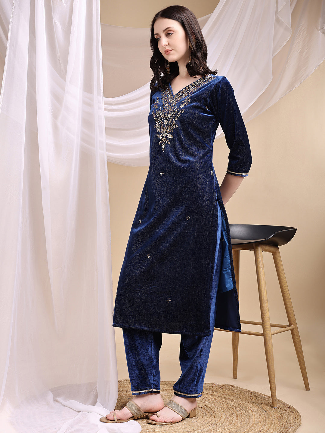 Hand Embroidered Kurta with Pant & Dupatta