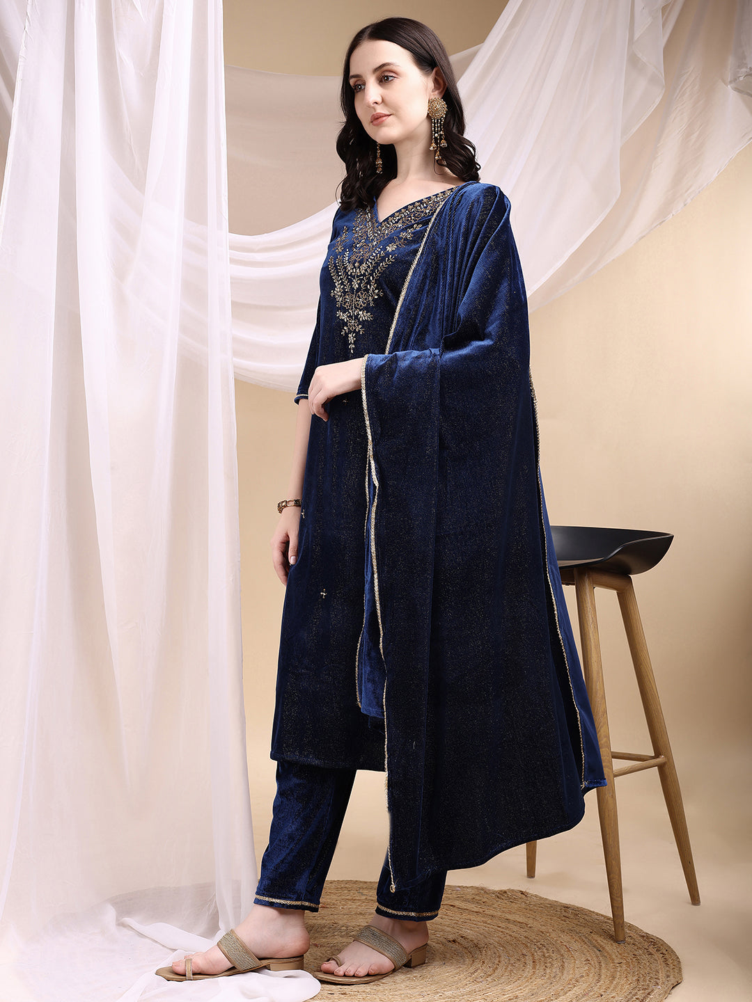Hand Embroidered Kurta with Pant & Dupatta