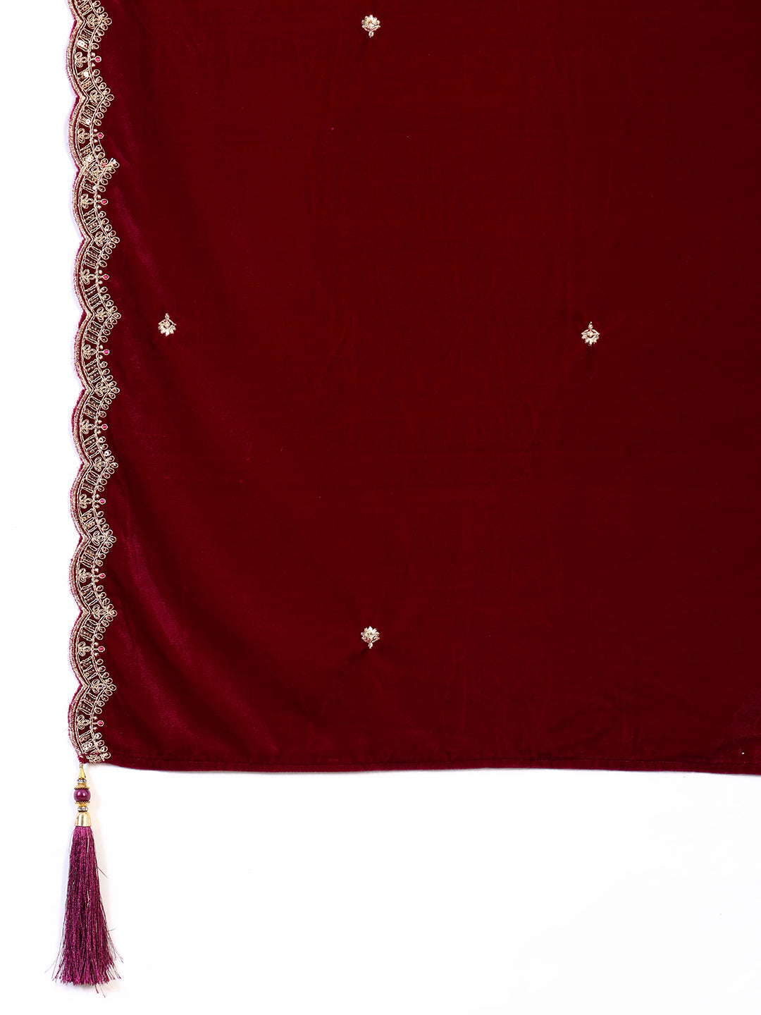 Embroidered Velvet Kurta With pant & Dupatta