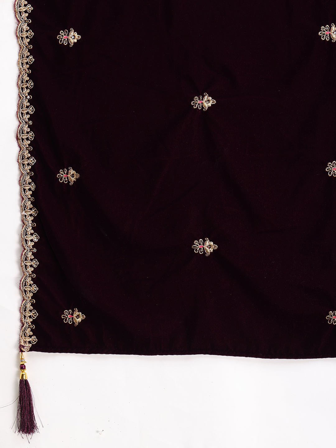 Velvet Embroidered Kurta with Pant & Embroidered Velvet Dupatta
