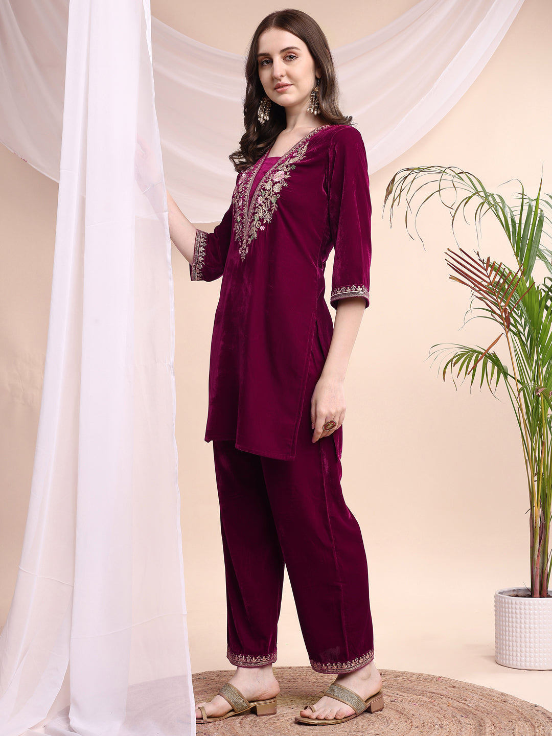 Embroidered Velvet Co-ords