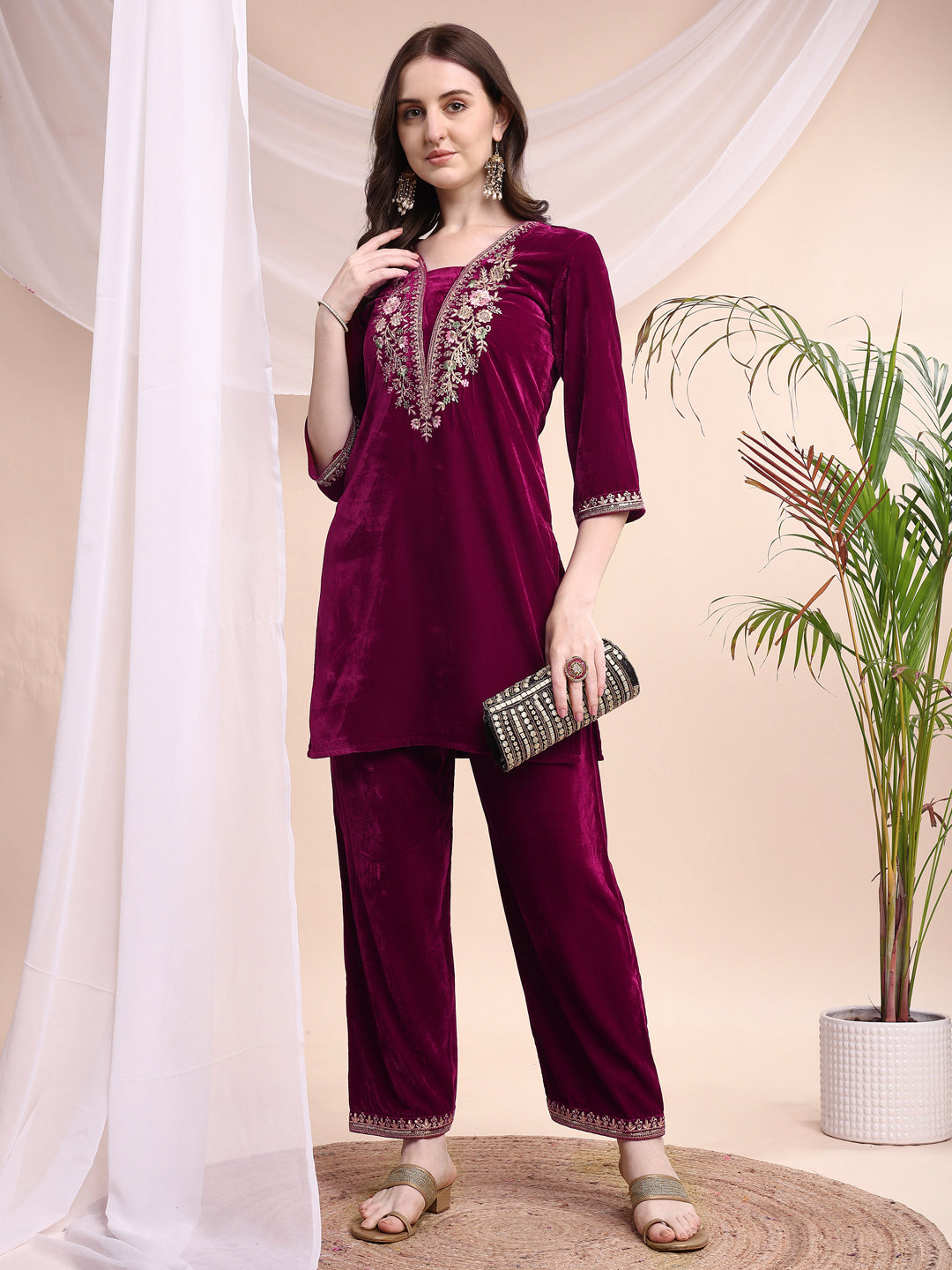 Embroidered Velvet Co-ords