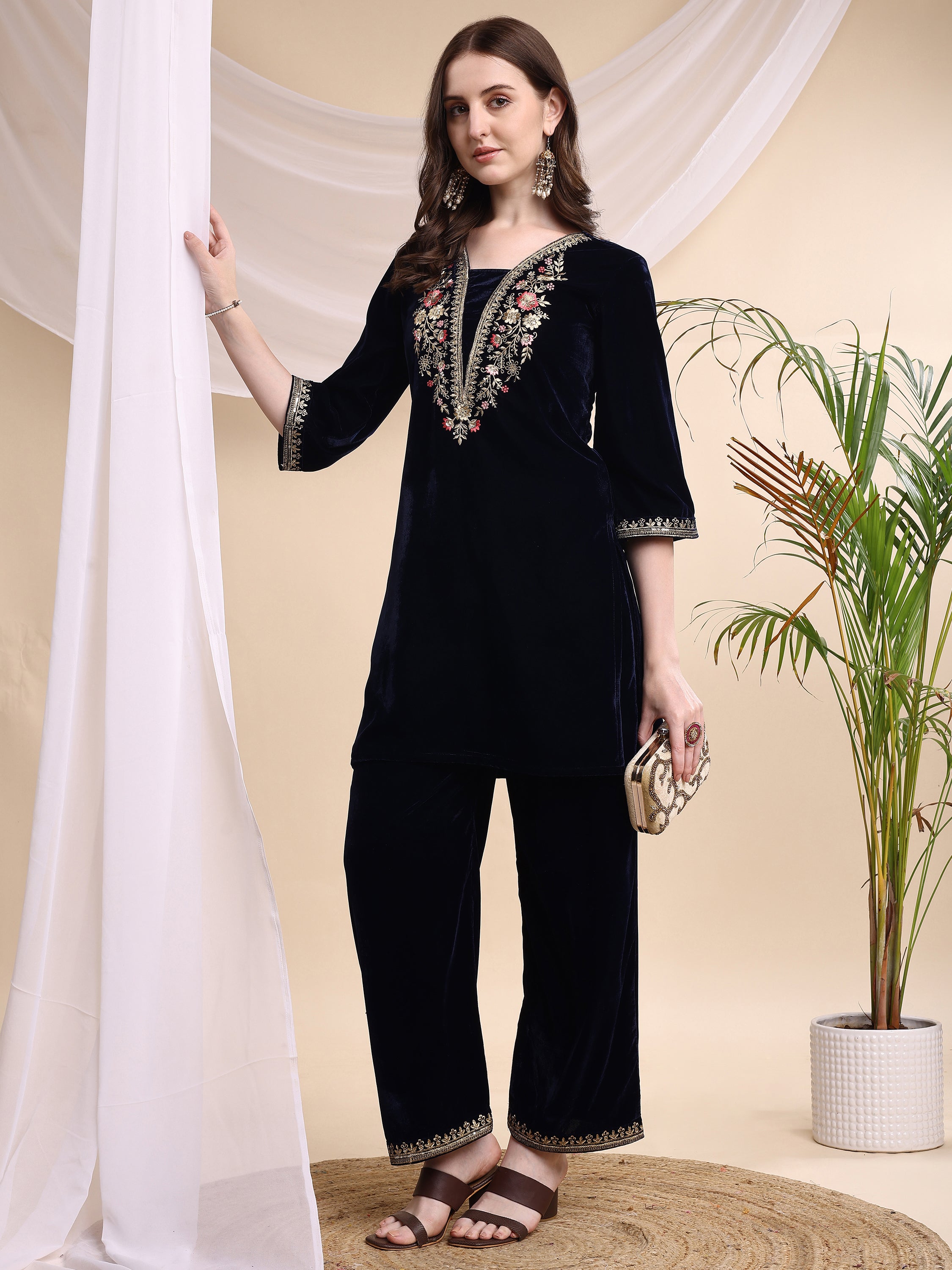 Embroidered Velvet Co-ords