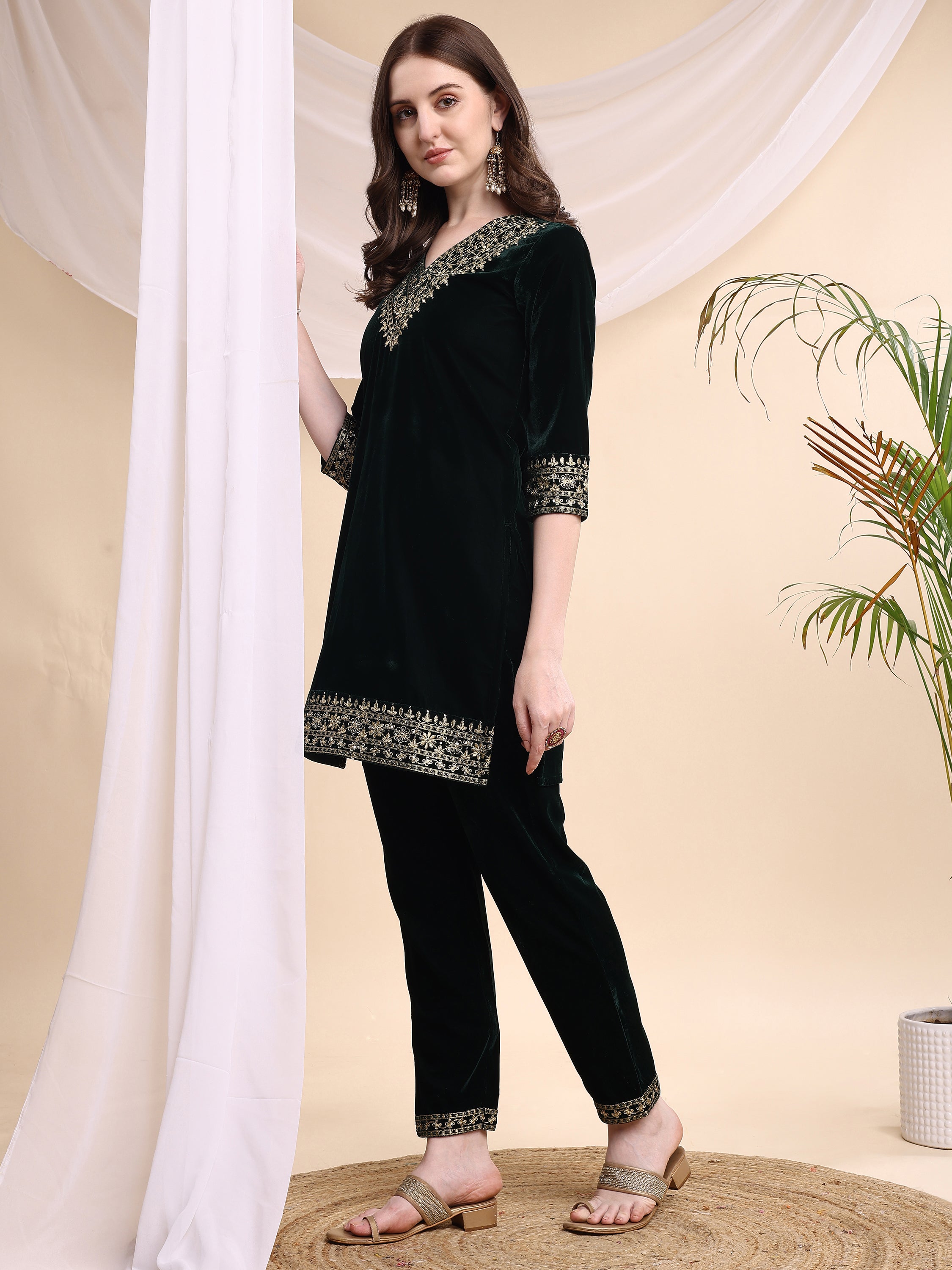 Embroidered Velvet Co-ords