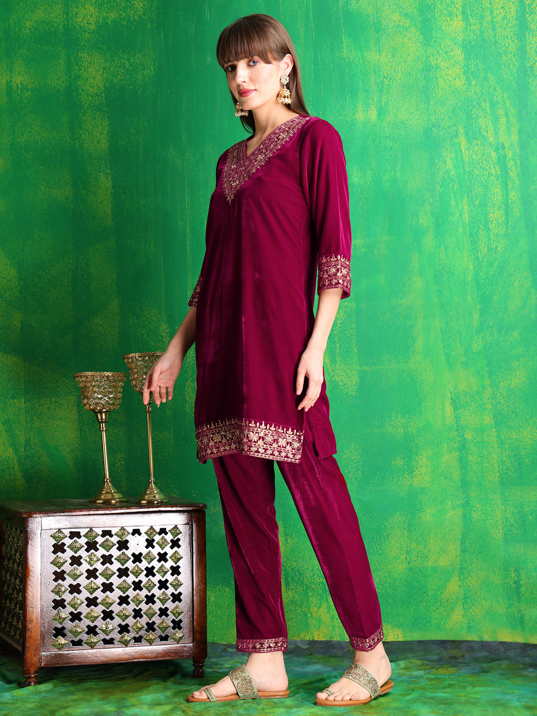 Embroidered Velvet Co-ords