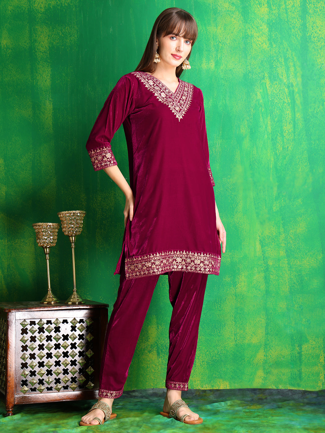 Embroidered Velvet Co-ords