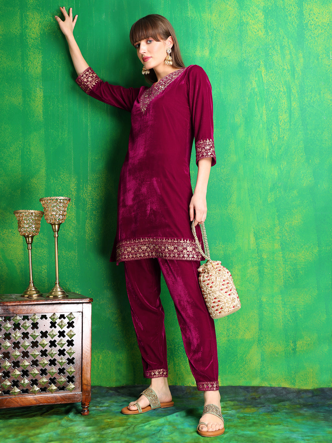 Embroidered Velvet Co-ords