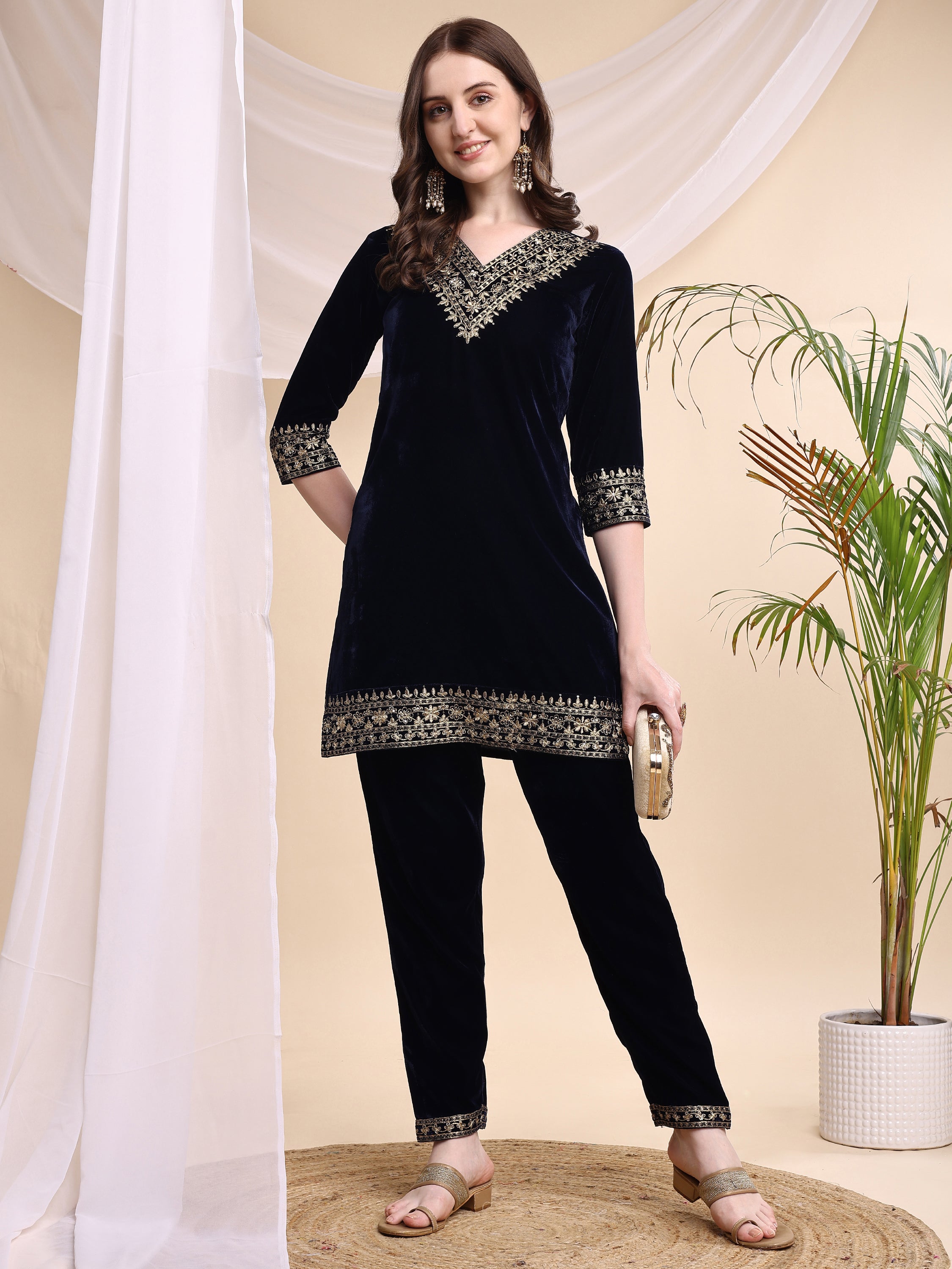 Embroidered Velvet Co-ords