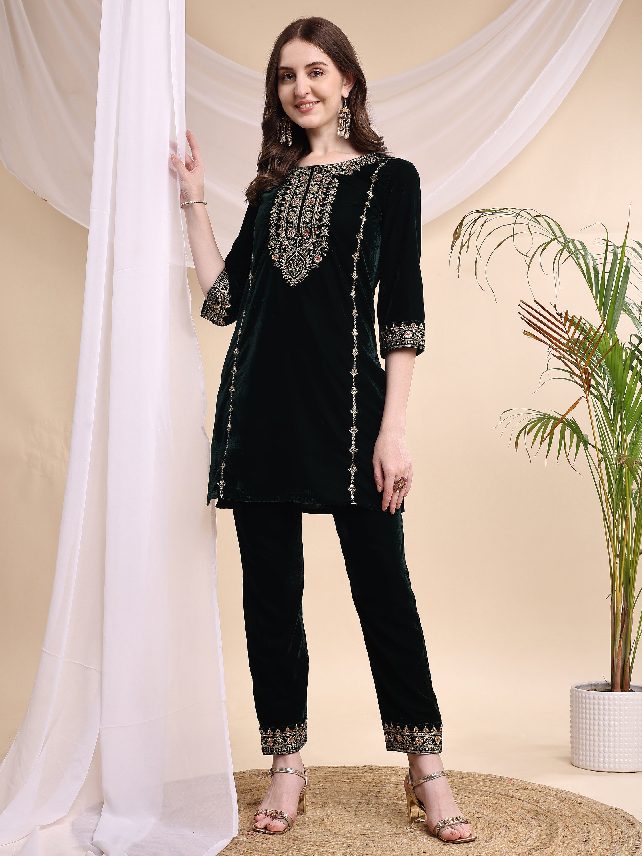 Embroidered Velvet Co-ords