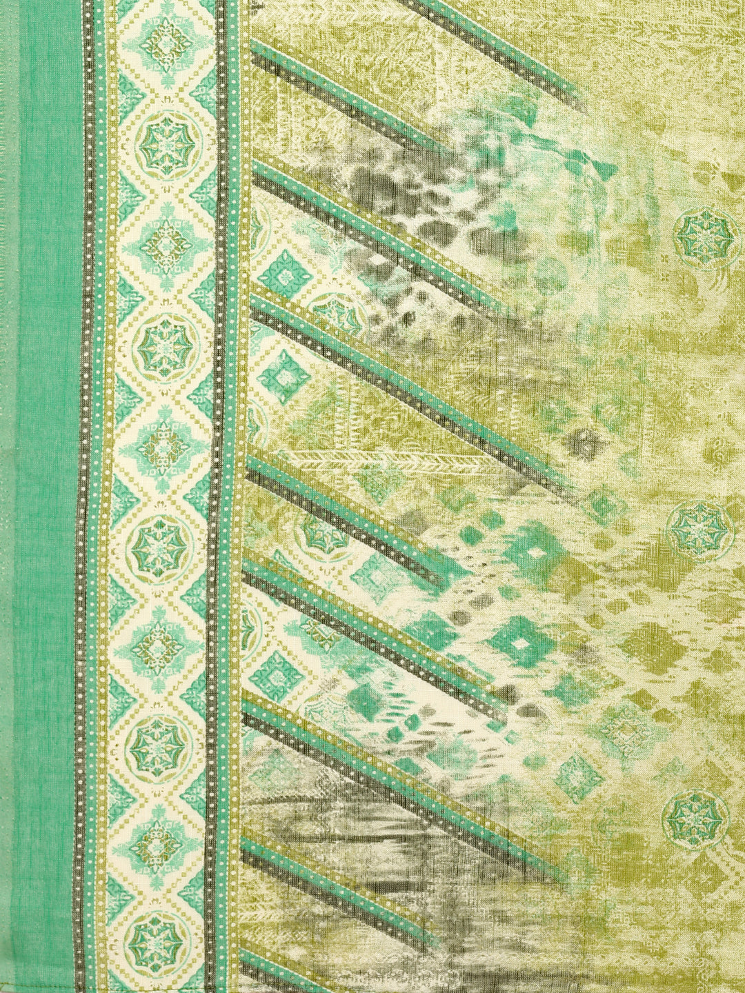 printed Cotton Green Kurta Pant & dupatta set