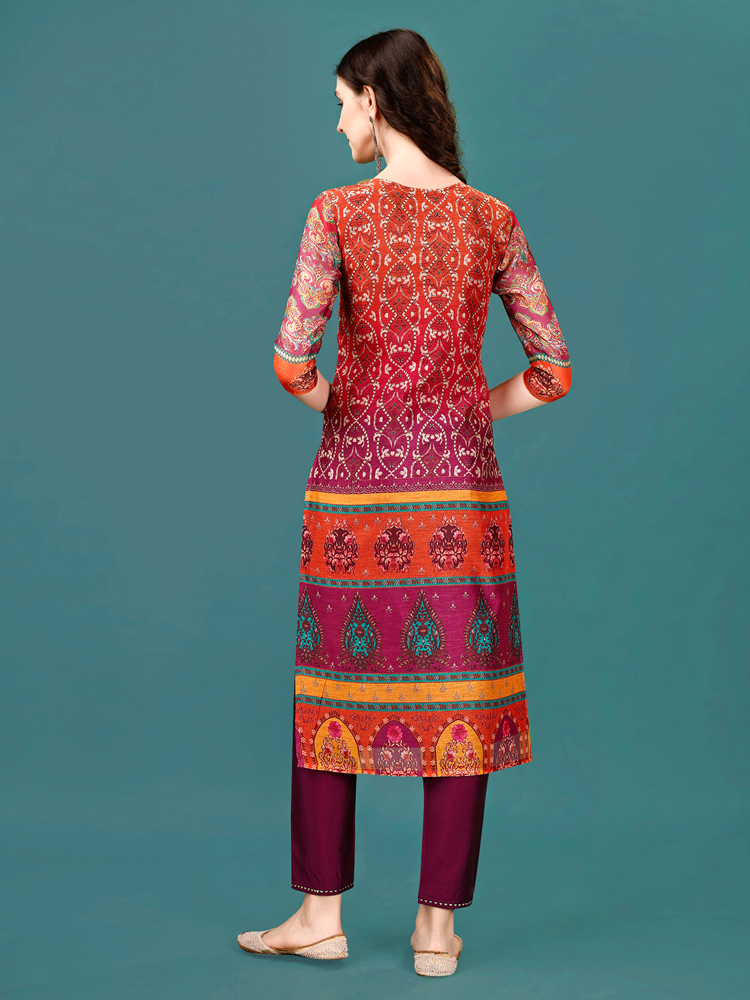 Printed & Hand Embroidered Kurta with pant & dupatta