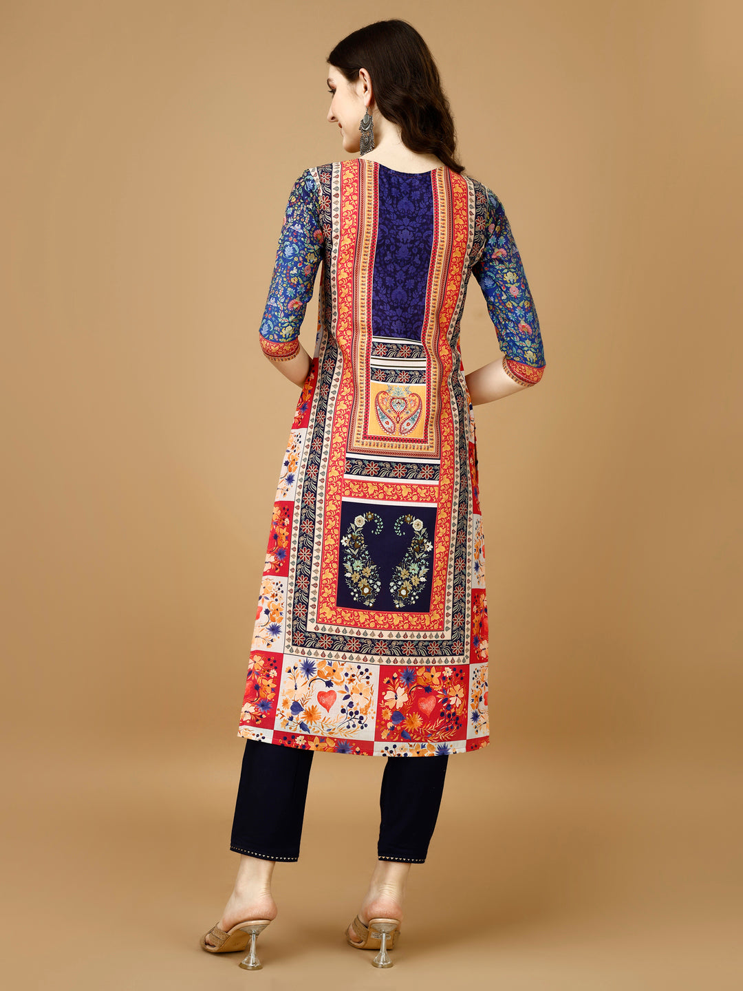 Hand Embroidered & Printed Kurta with Pant & Printed Dupatta