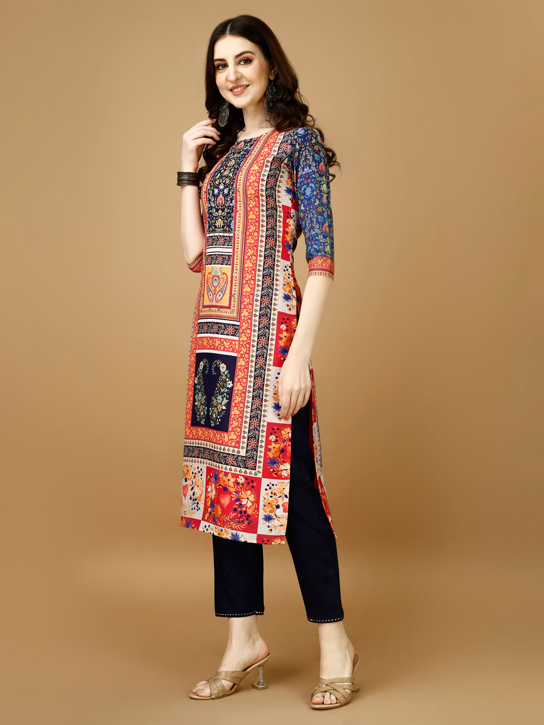 Hand Embroidered & Printed Kurta with Pant & Printed Dupatta