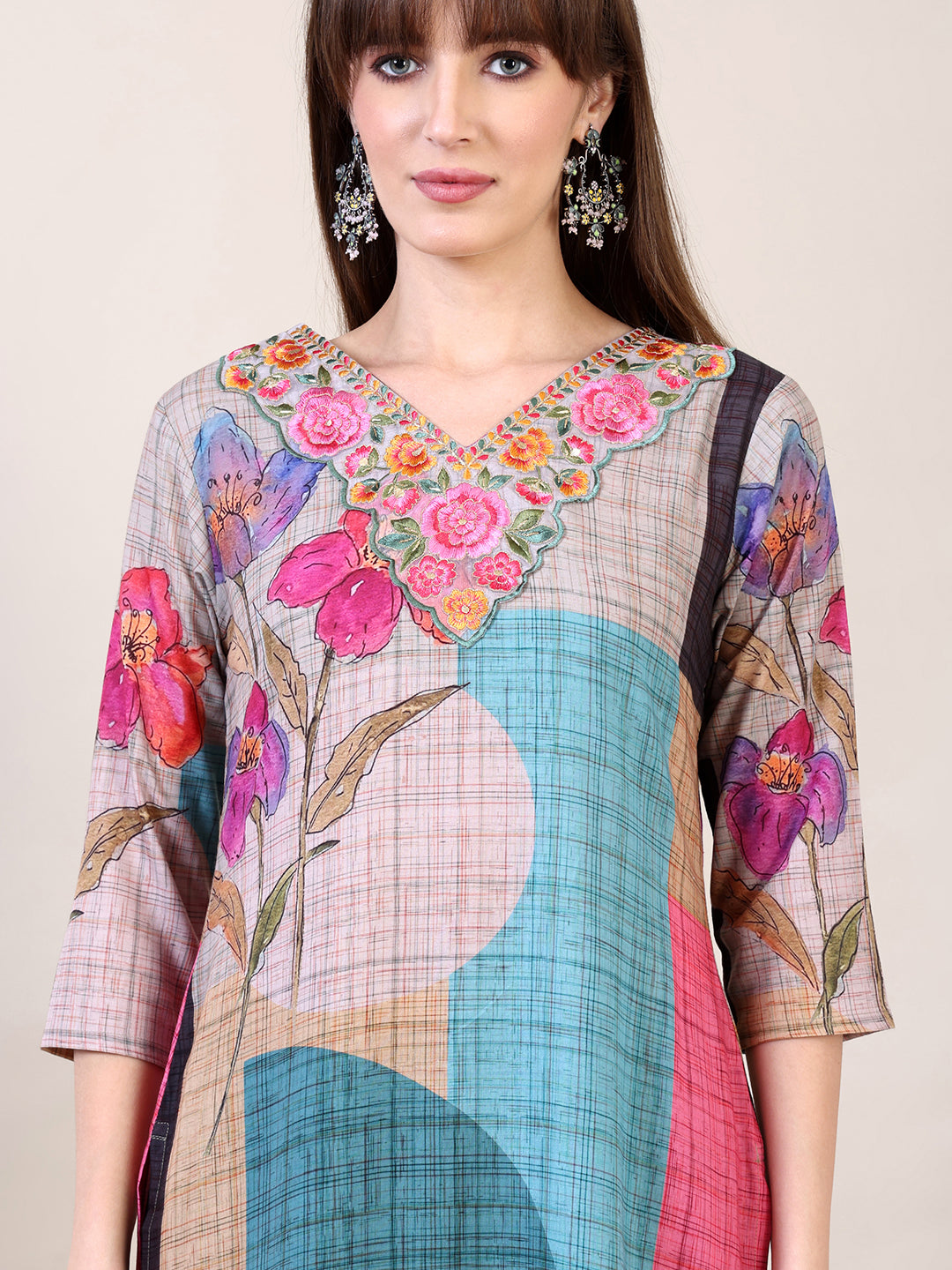 Embroidered & Printed Kurta with Pant & Dupatta