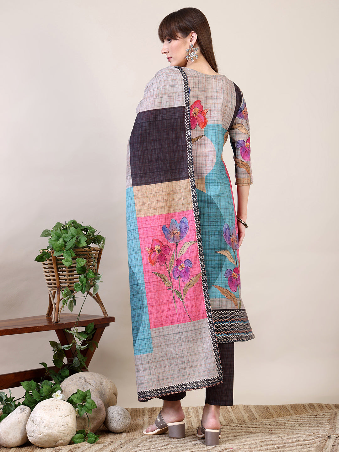 Embroidered & Printed Kurta with Pant & Dupatta