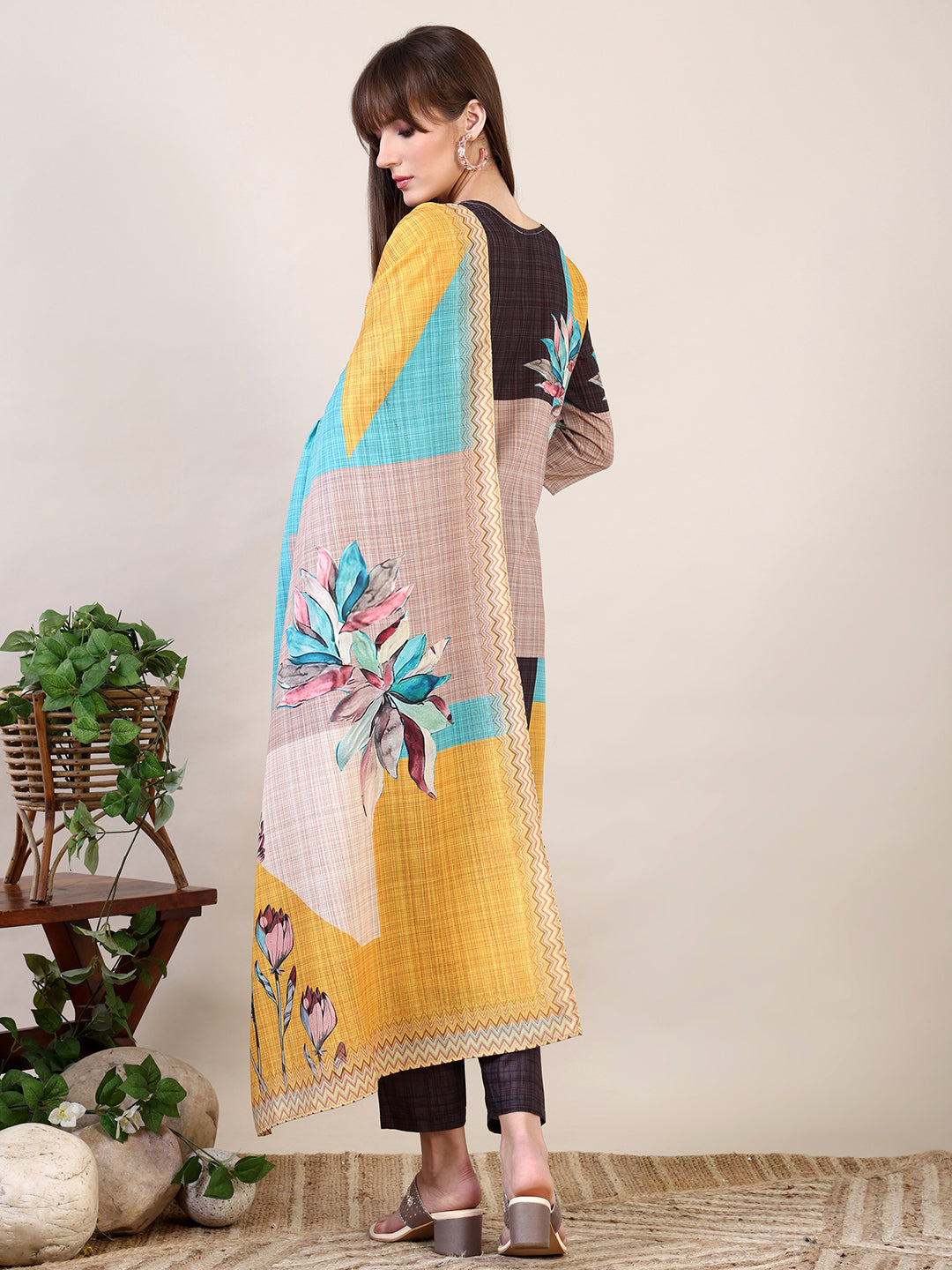 Embroidered & Printed Kurta with Pant & Dupatta