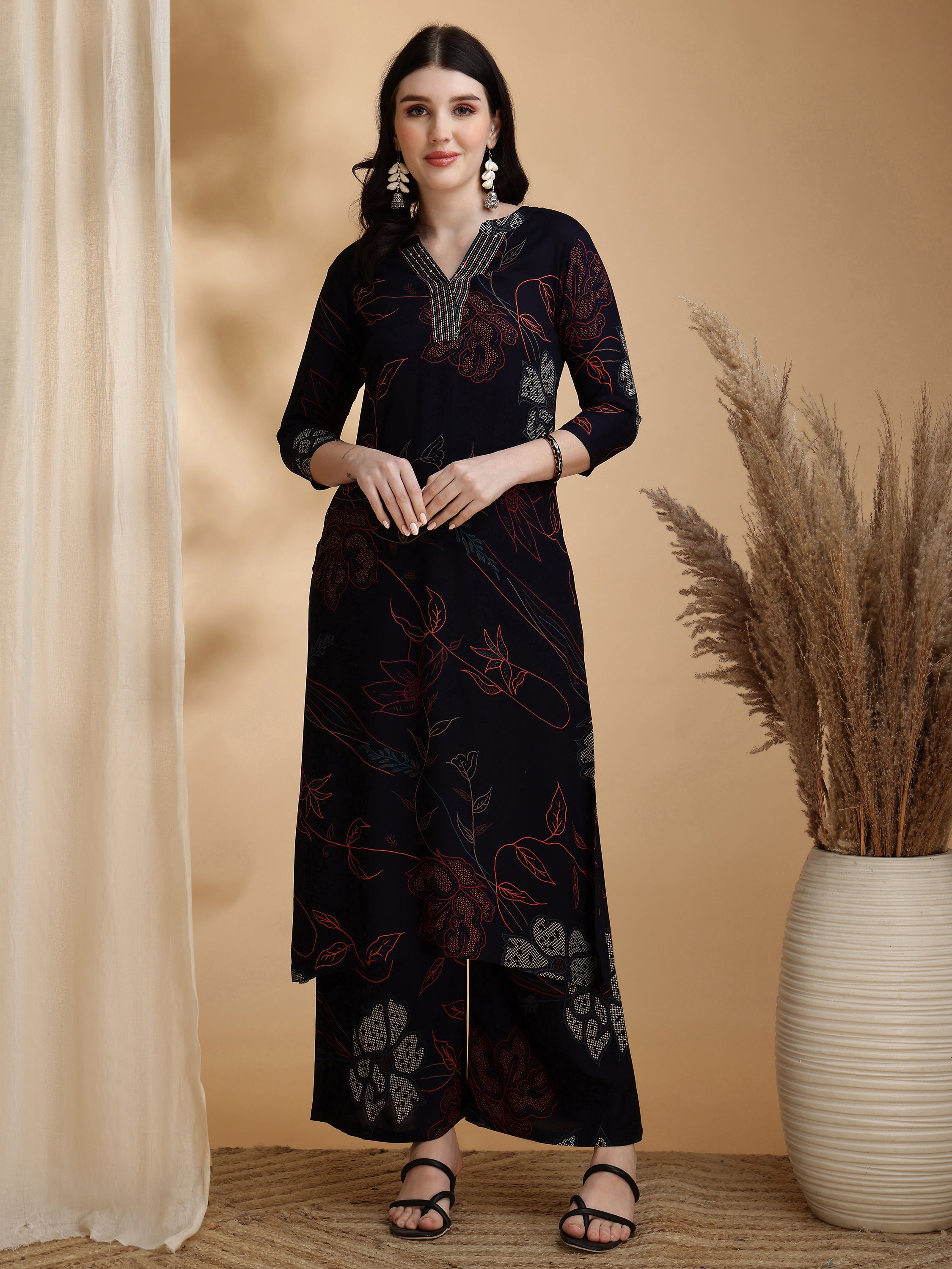 Floral Printed Kurta Pallazo Set