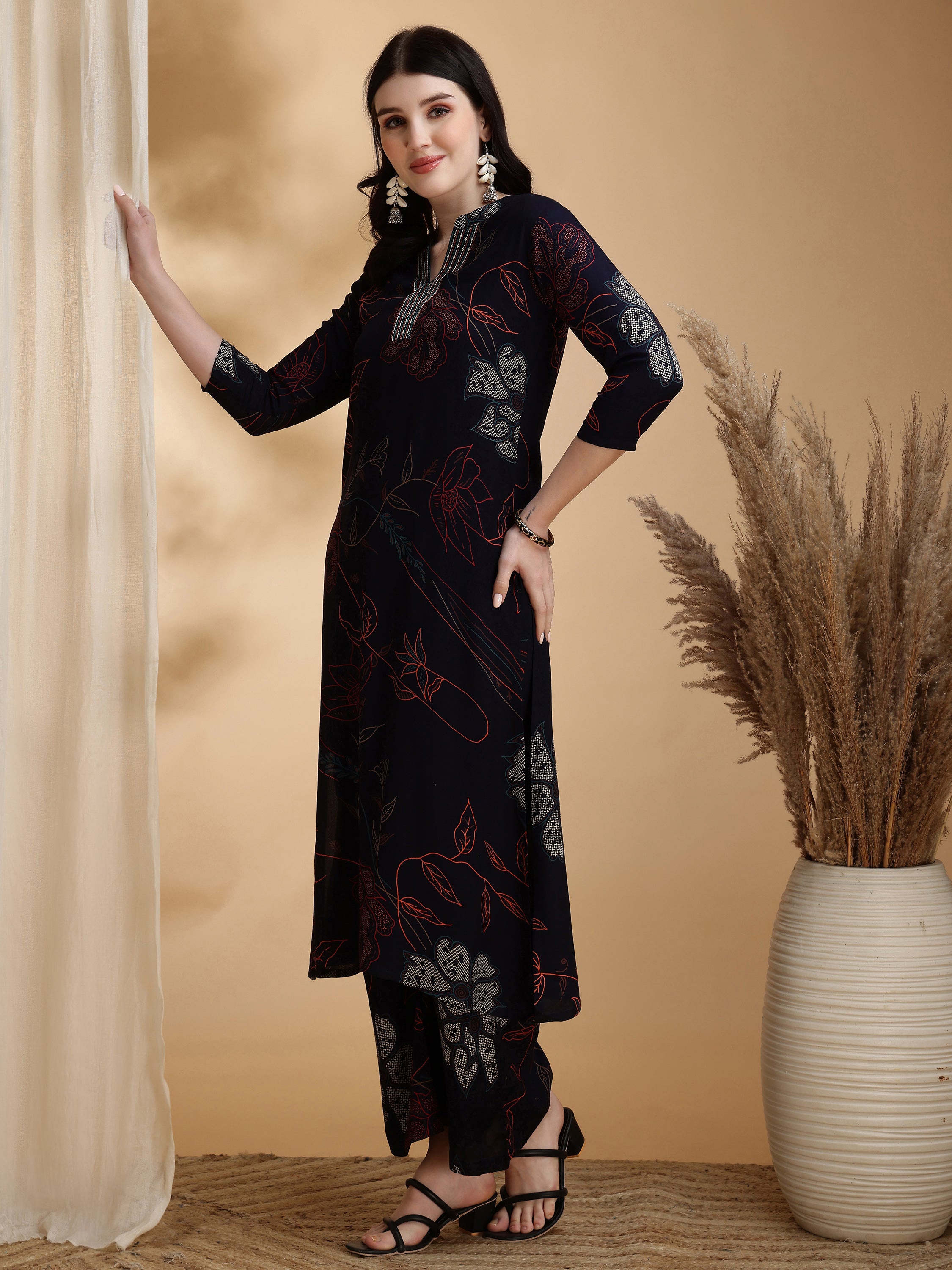 Floral Printed Kurta Pallazo Set