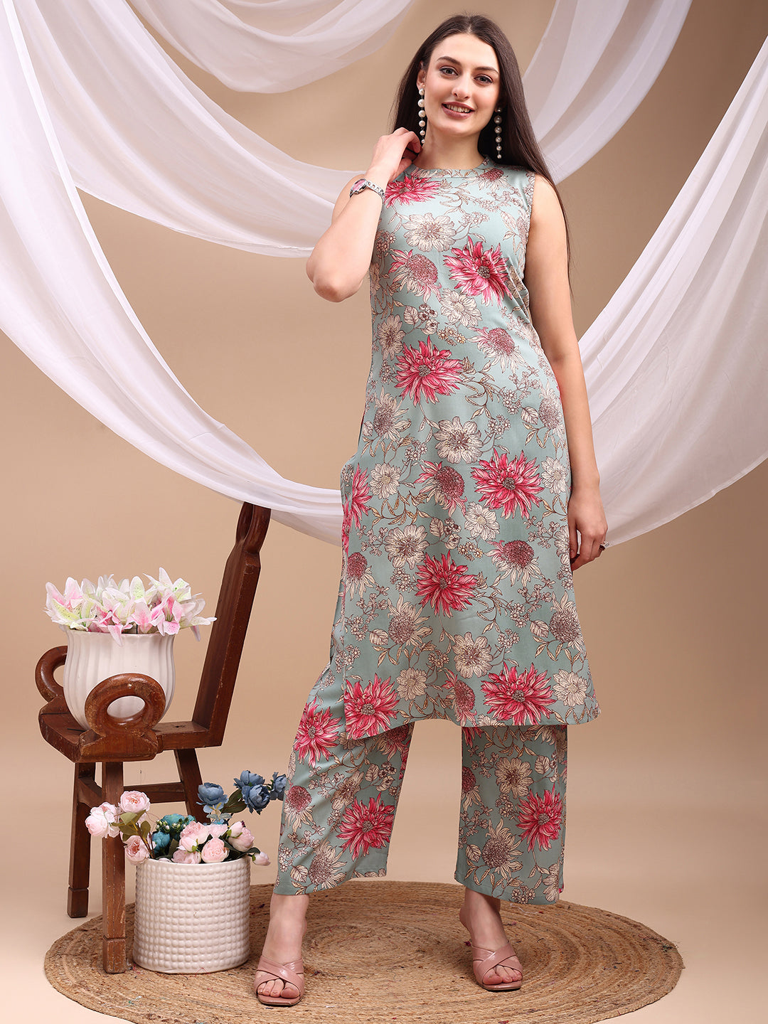 Floral printed Kurta with Palazzo Pant