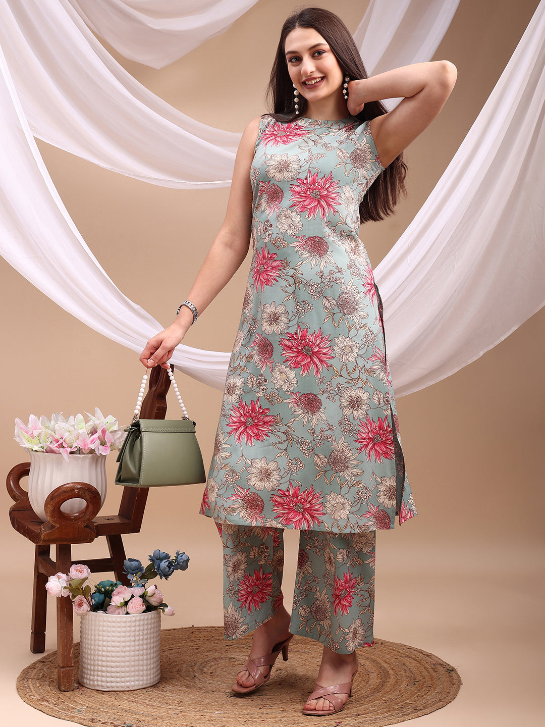Floral printed Kurta with Palazzo Pant