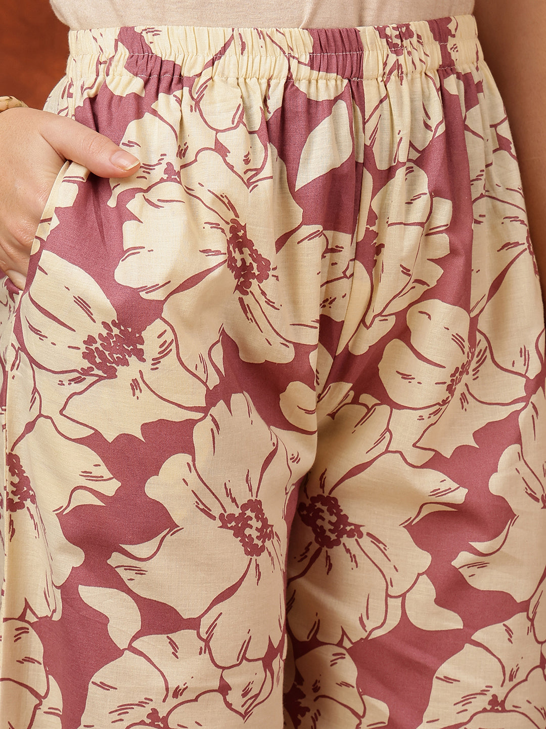 Floral Printed Designer Collared Kurta with palazzo