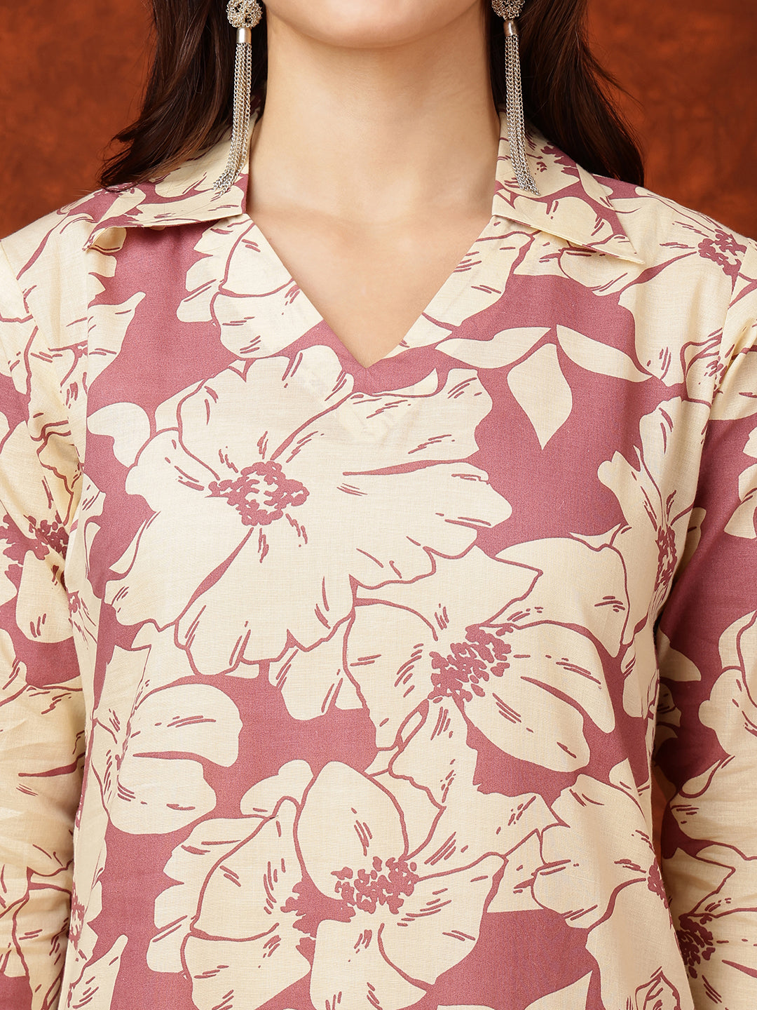 Floral Printed Designer Collared Kurta with palazzo