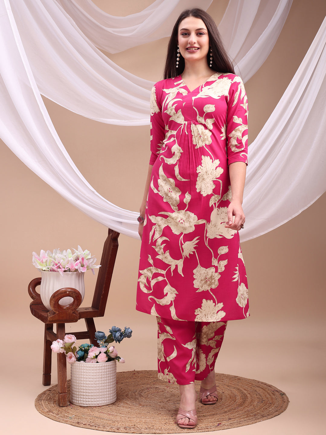 Floral printed Kurta with Palazzo Pant