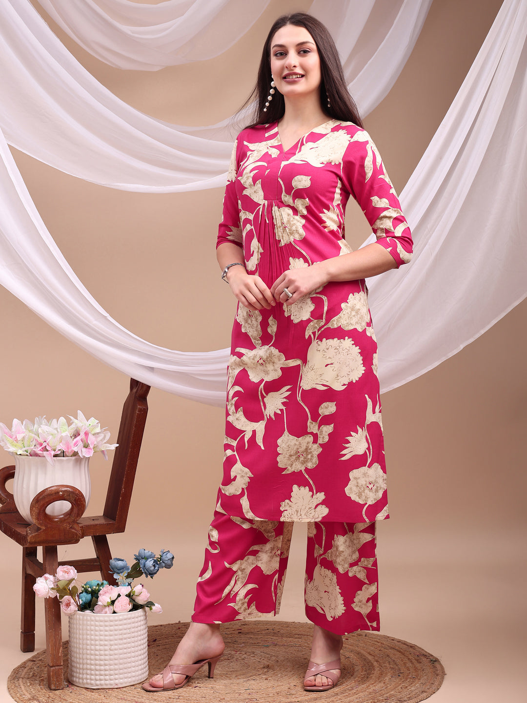 Floral printed Kurta with Palazzo Pant
