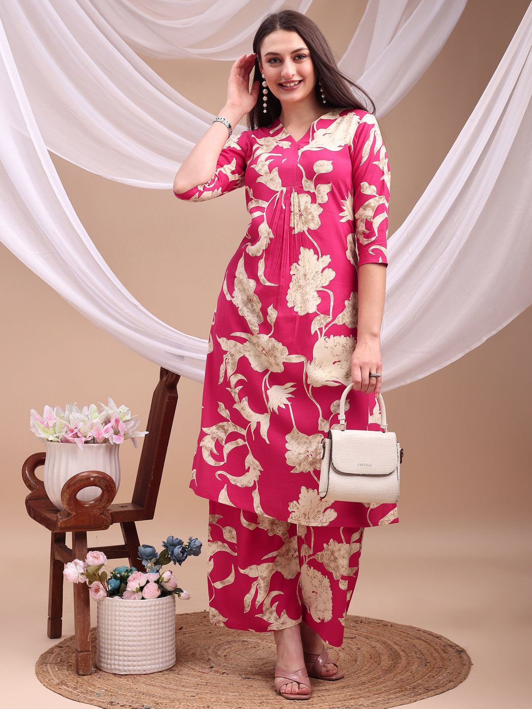 Floral printed Kurta with Palazzo Pant