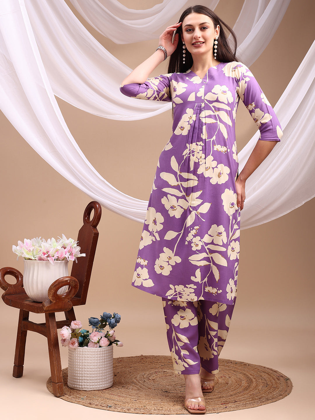 Floral printed Kurta with Palazzo Pant