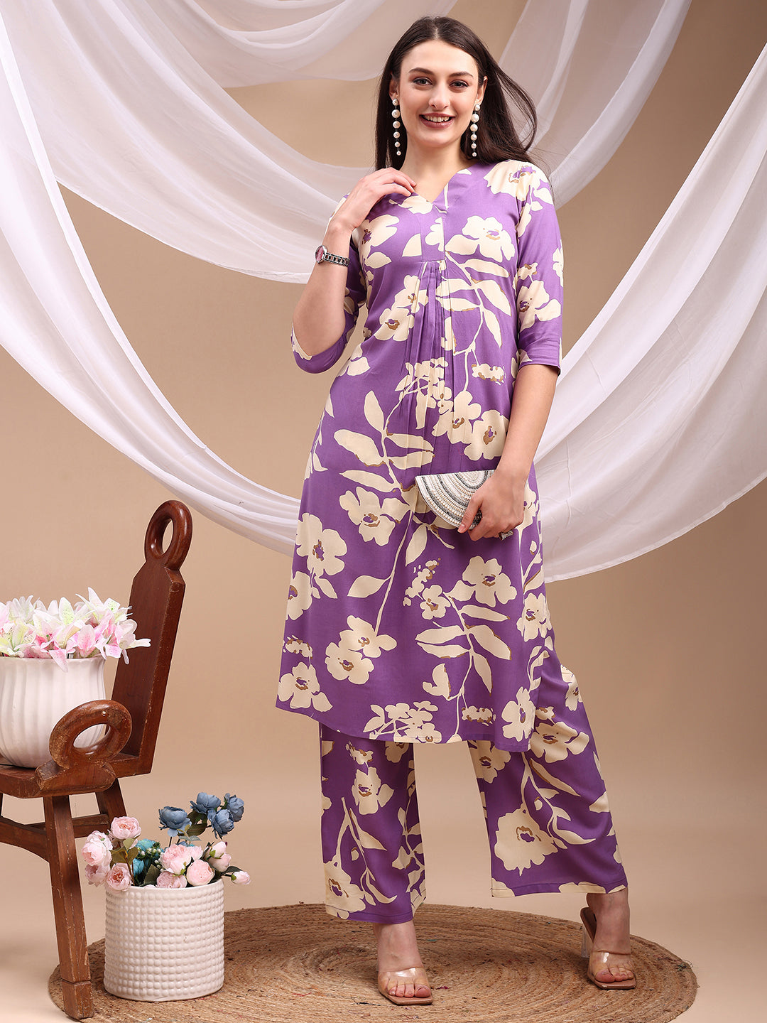Floral printed Kurta with Palazzo Pant