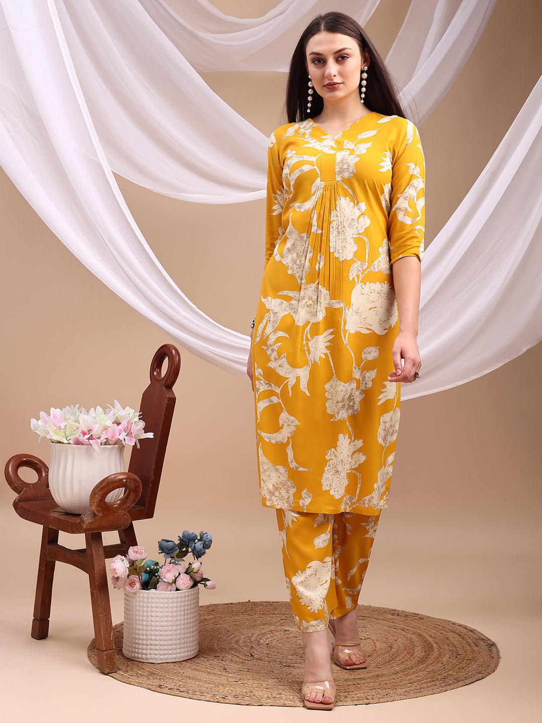 Floral printed Kurta with Palazzo Pant