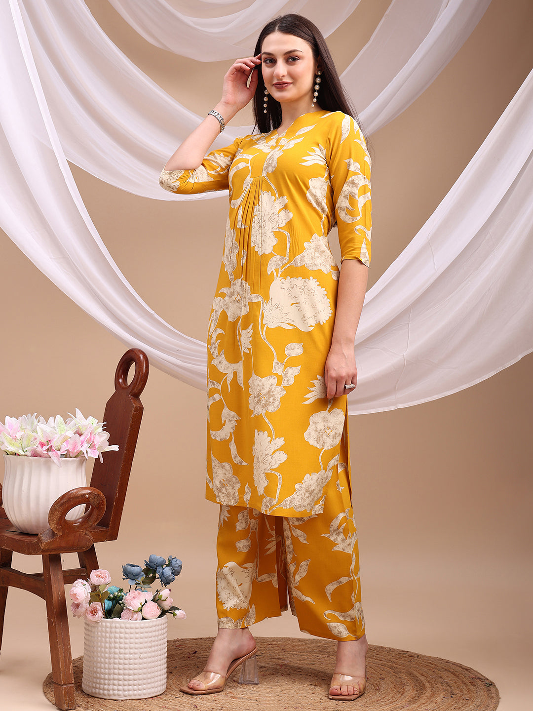 Floral printed Kurta with Palazzo Pant