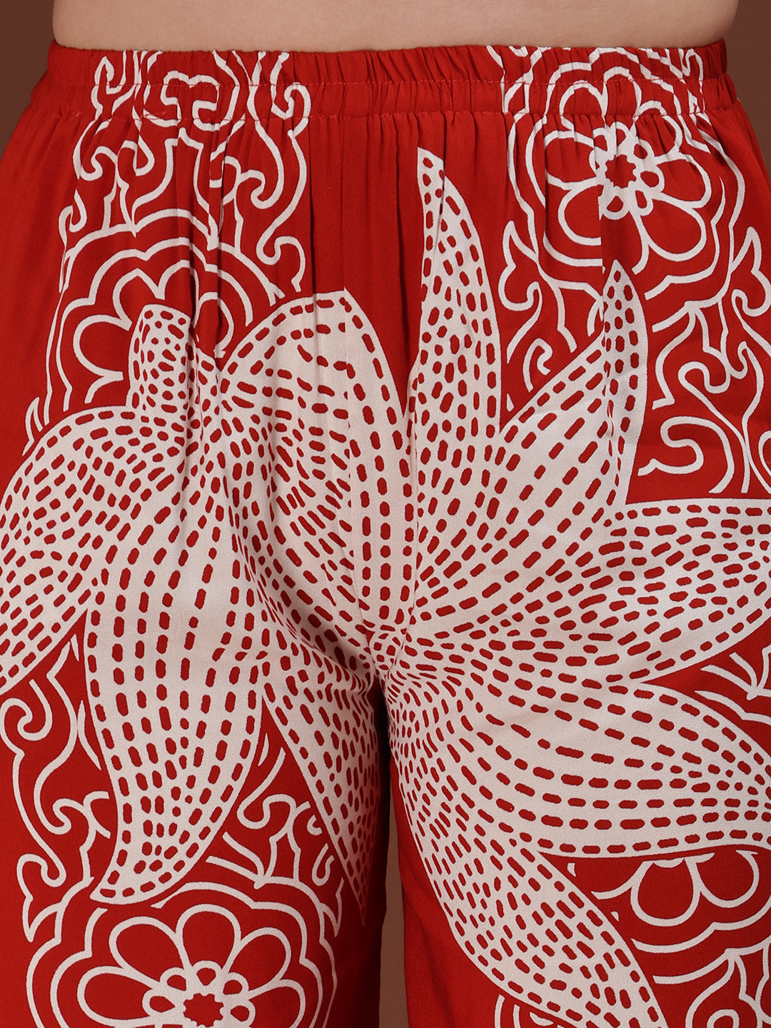 Hand embroidered with Floral & leaf Printed Kurta and Palazzo