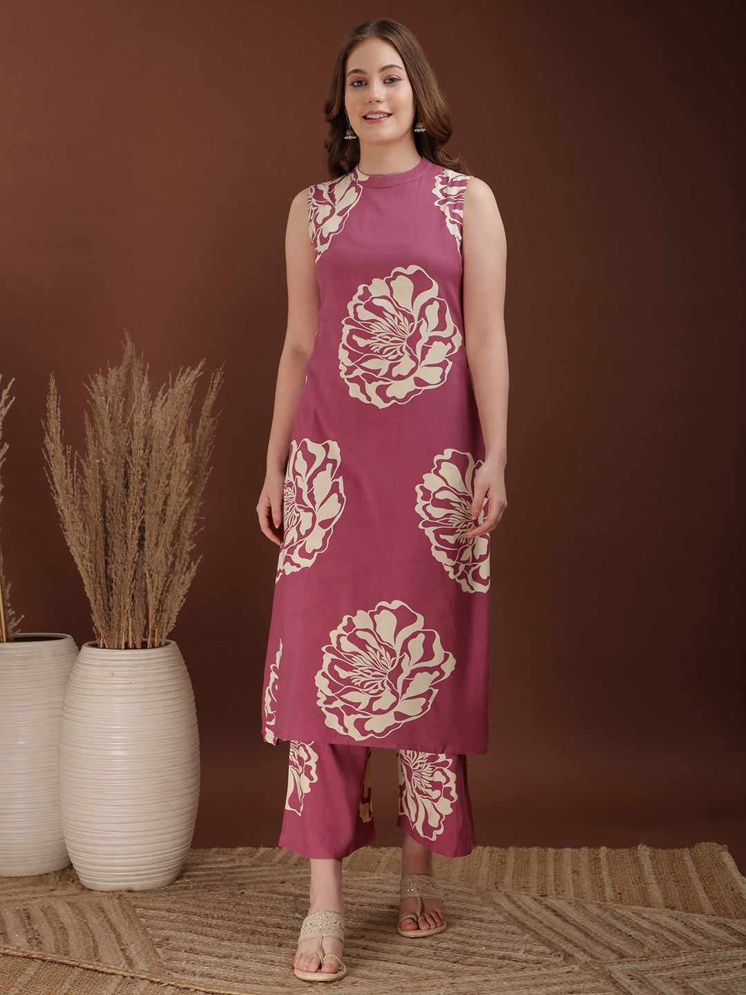 Floral Printed Highneck Co-ords