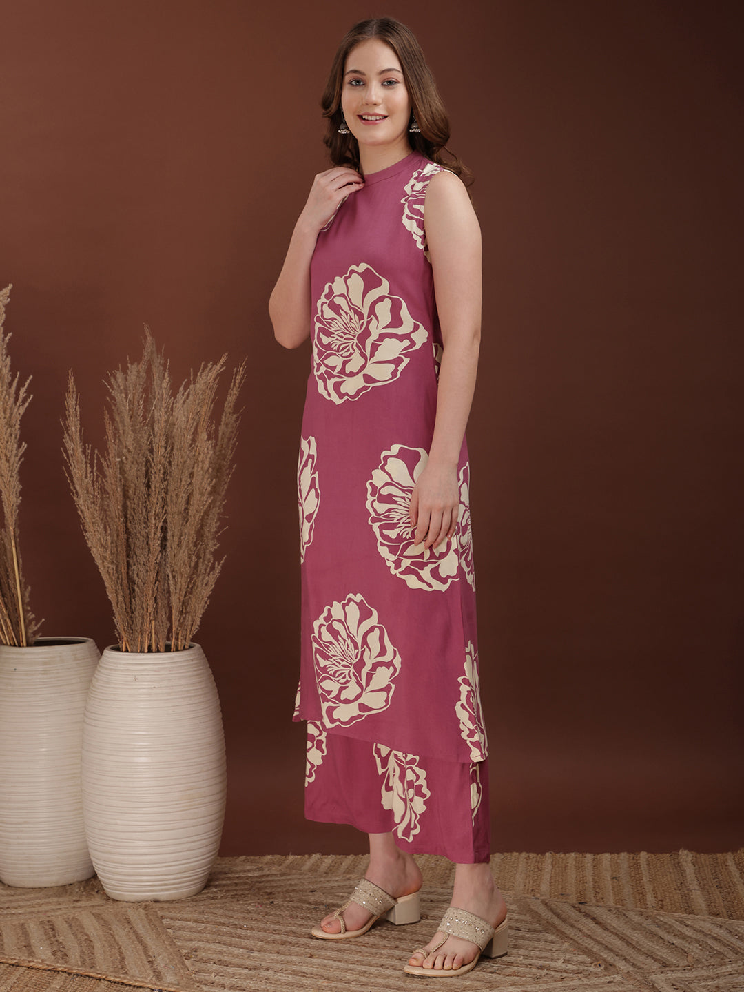 Floral Printed Highneck Co-ords