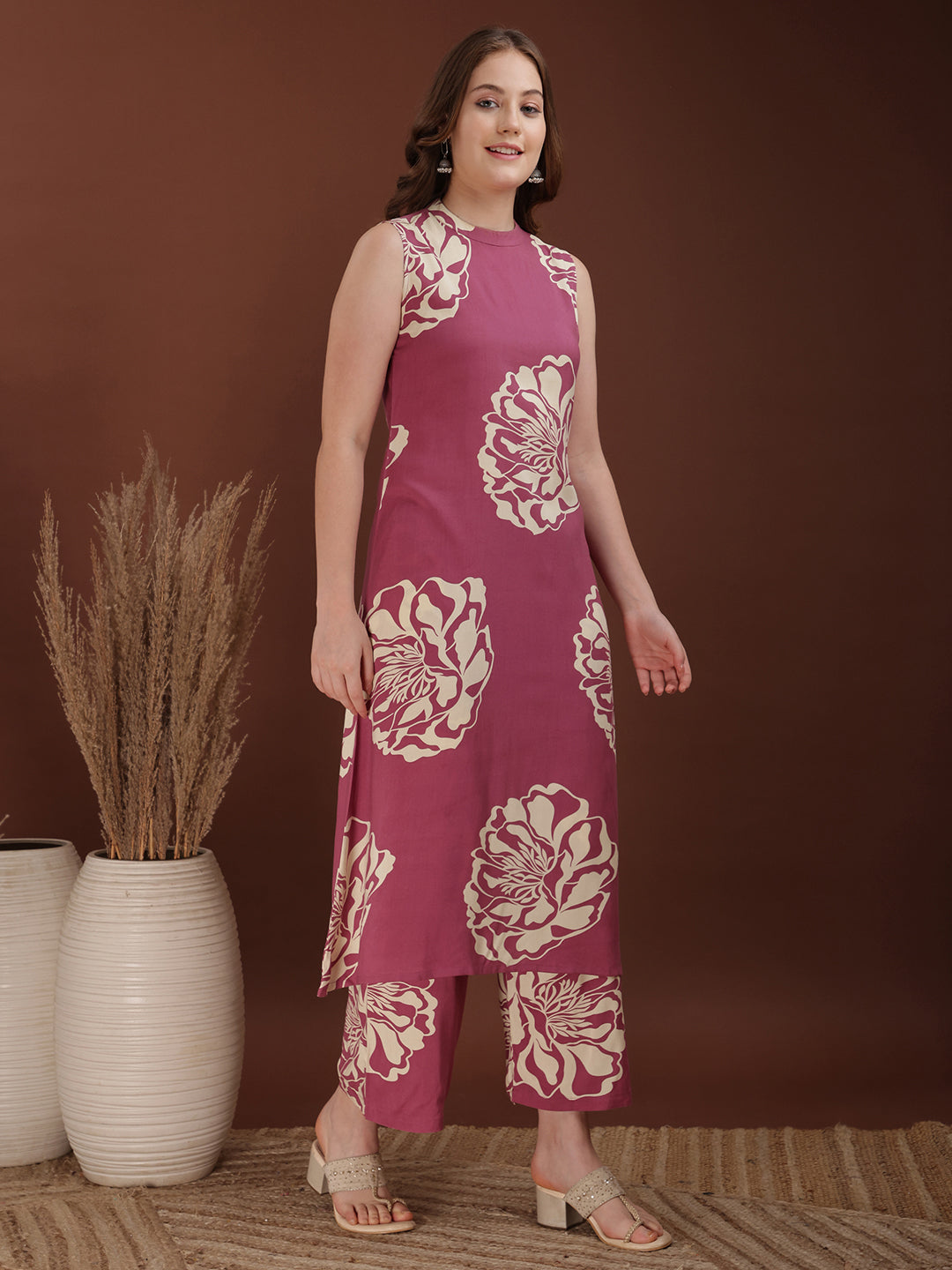 Floral Printed Highneck Co-ords