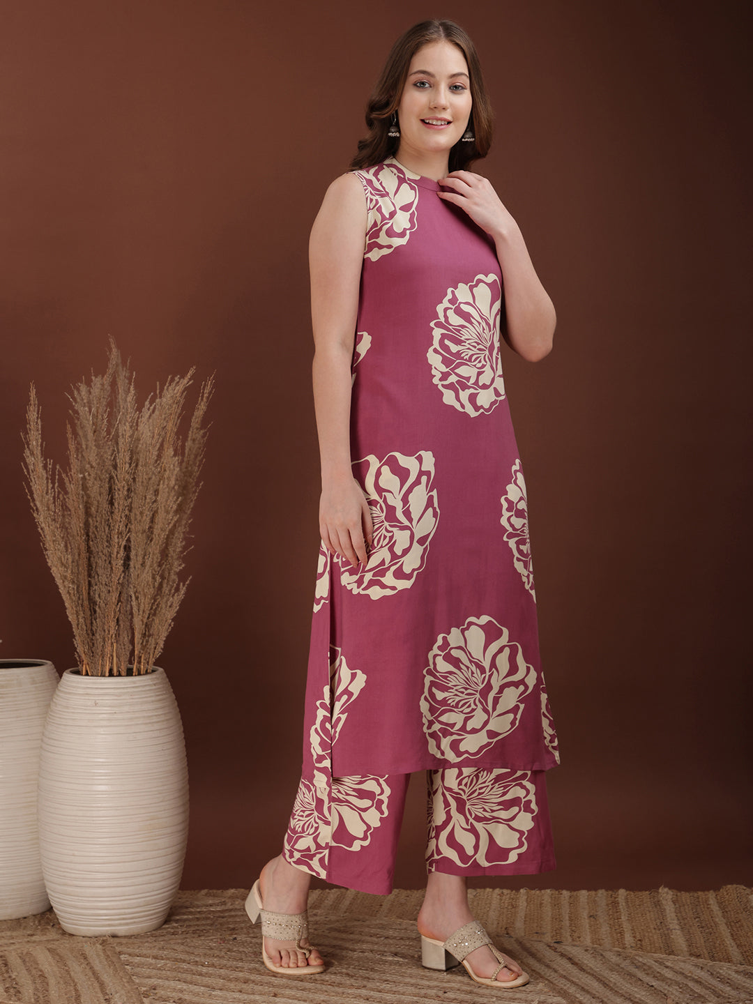 Floral Printed Highneck Co-ords