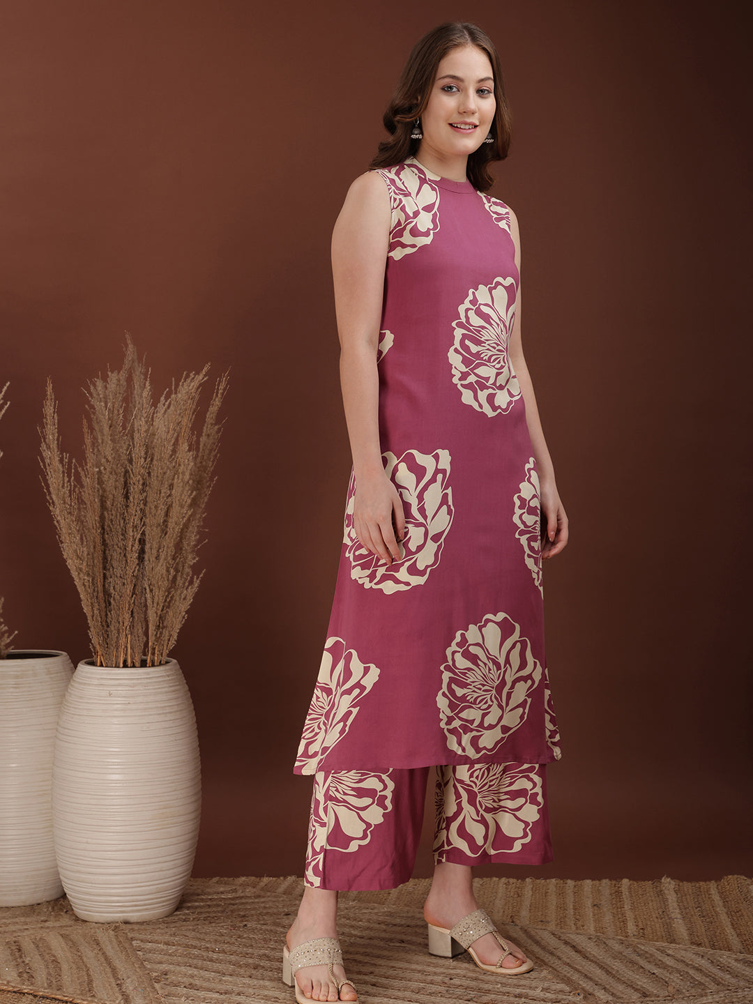 Floral Printed Highneck Co-ords