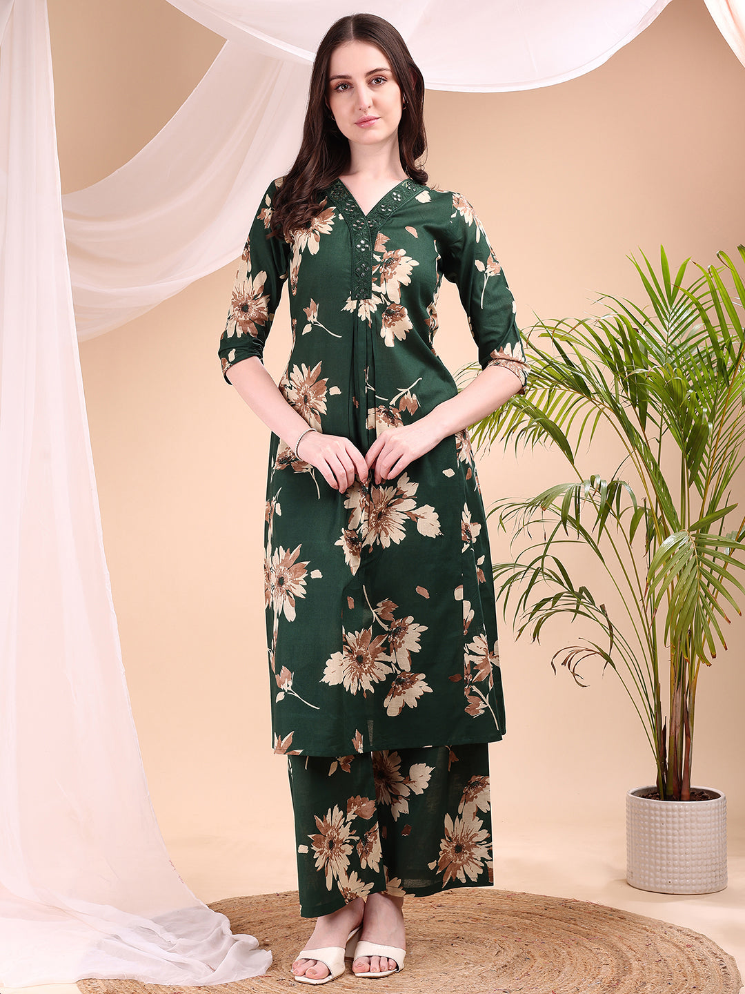 Embroidered & Printed Kurta with Palazzo