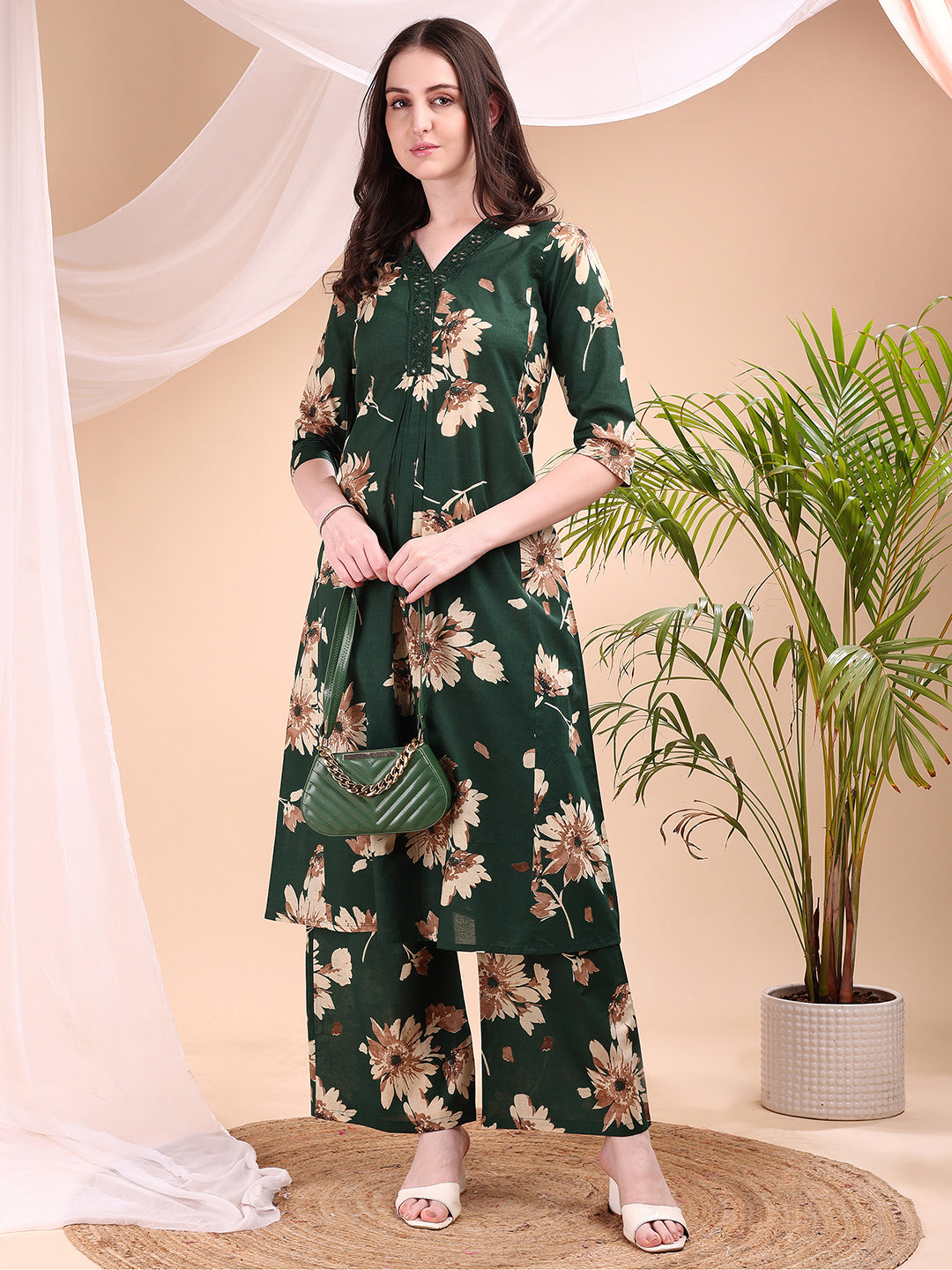 Embroidered & Printed Kurta with Palazzo