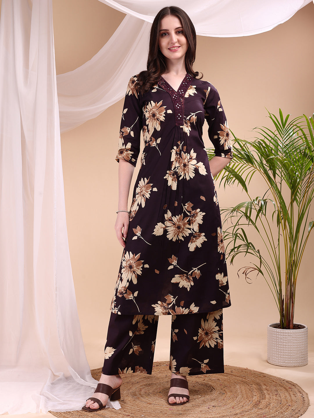 Embroidered & Printed Kurta with Palazzo