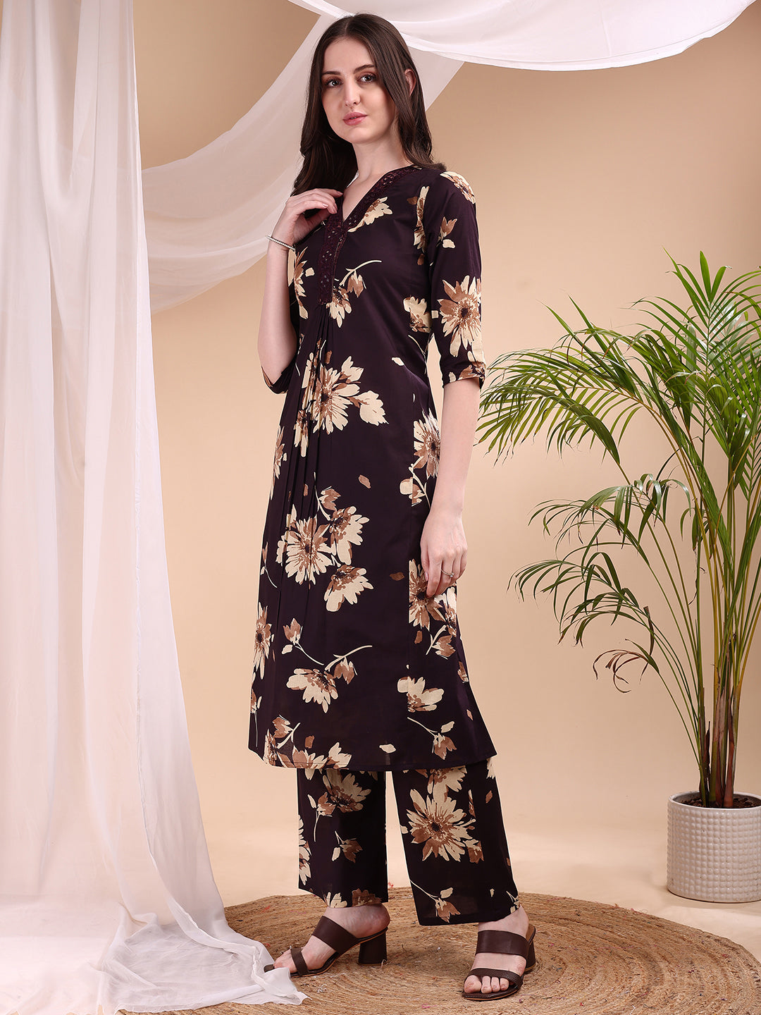 Embroidered & Printed Kurta with Palazzo