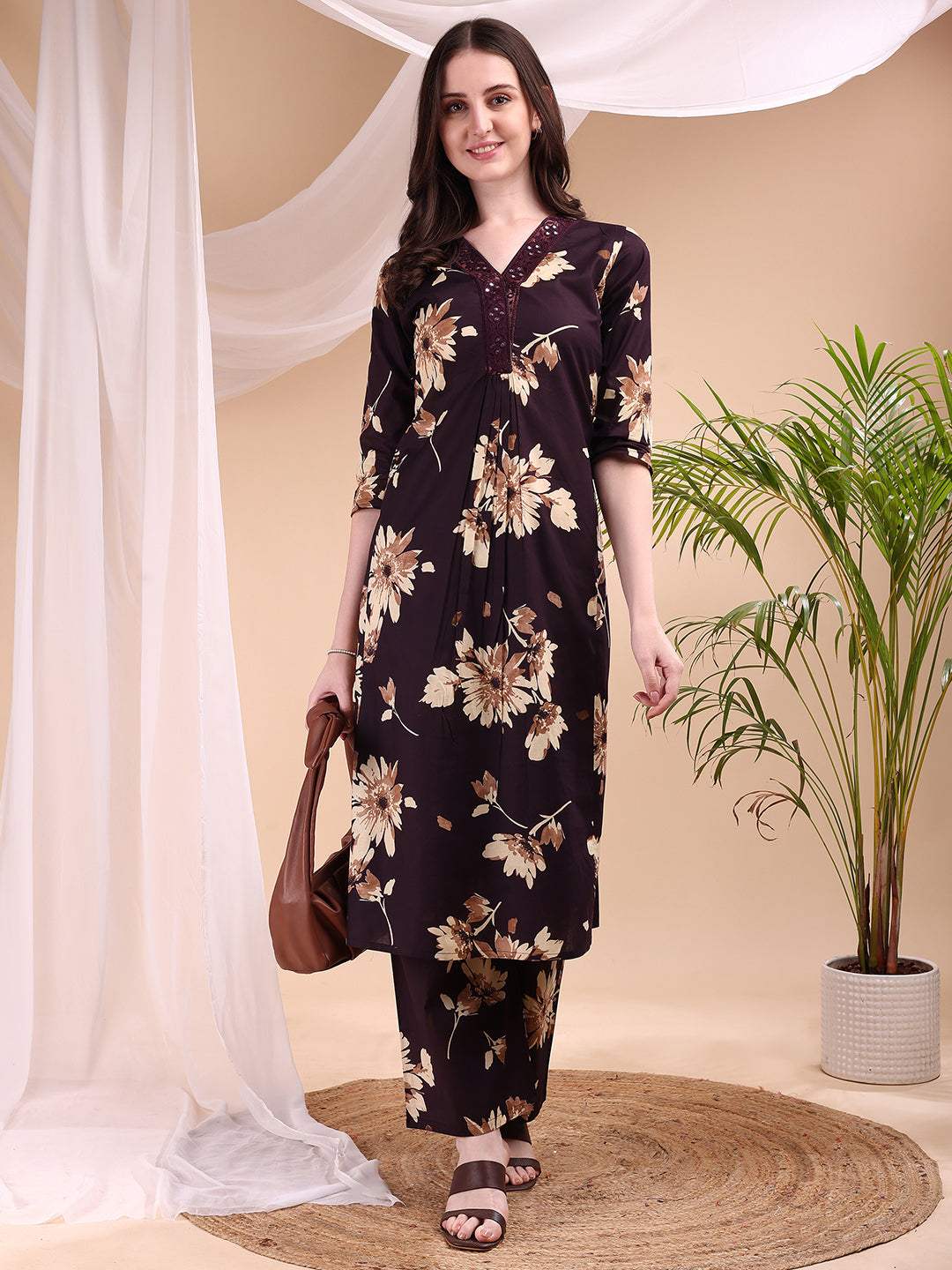 Embroidered & Printed Kurta with Palazzo